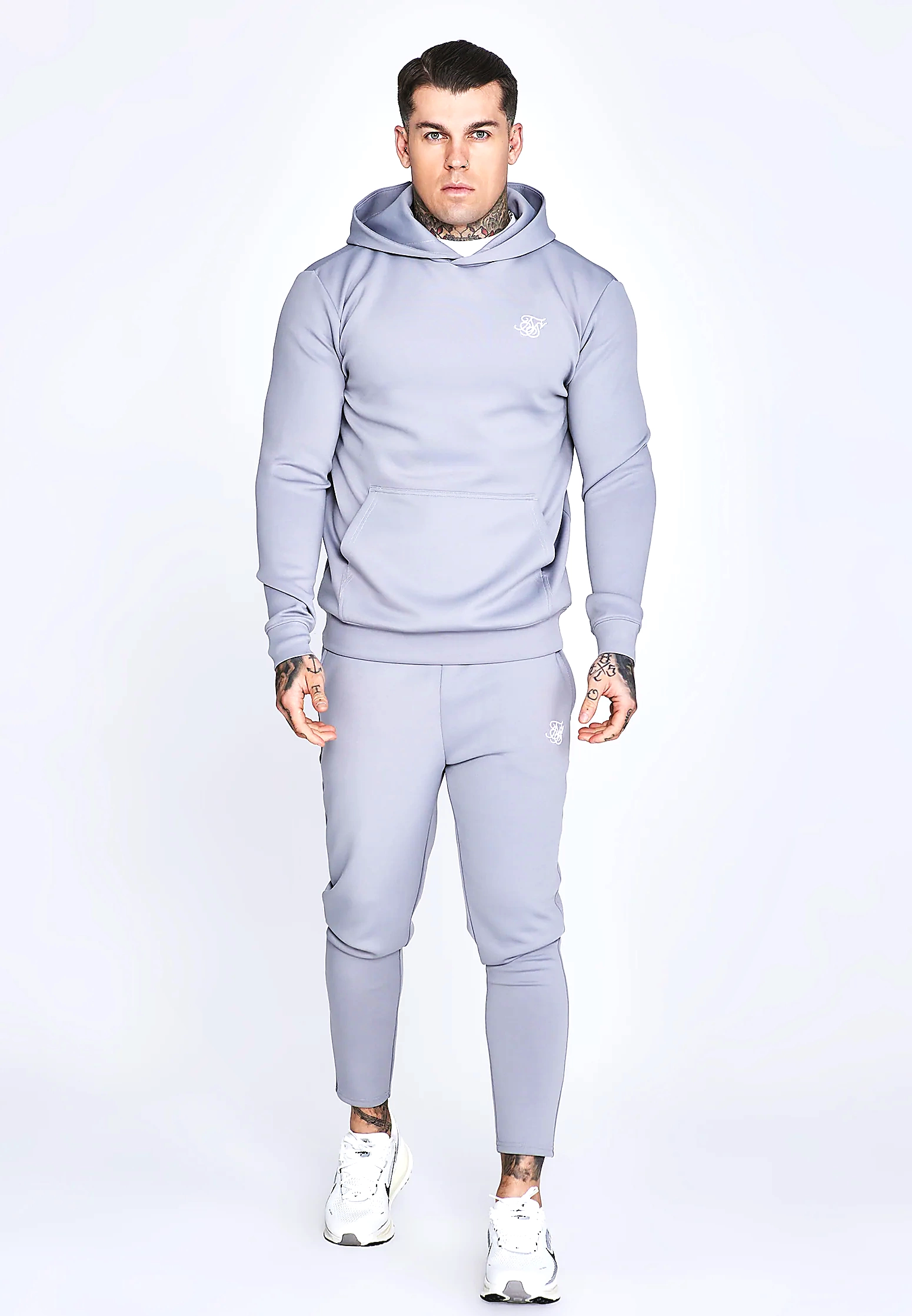 SIKSILK ESSENTIALS Herren-Kapuzenpullover 28161 - Grau