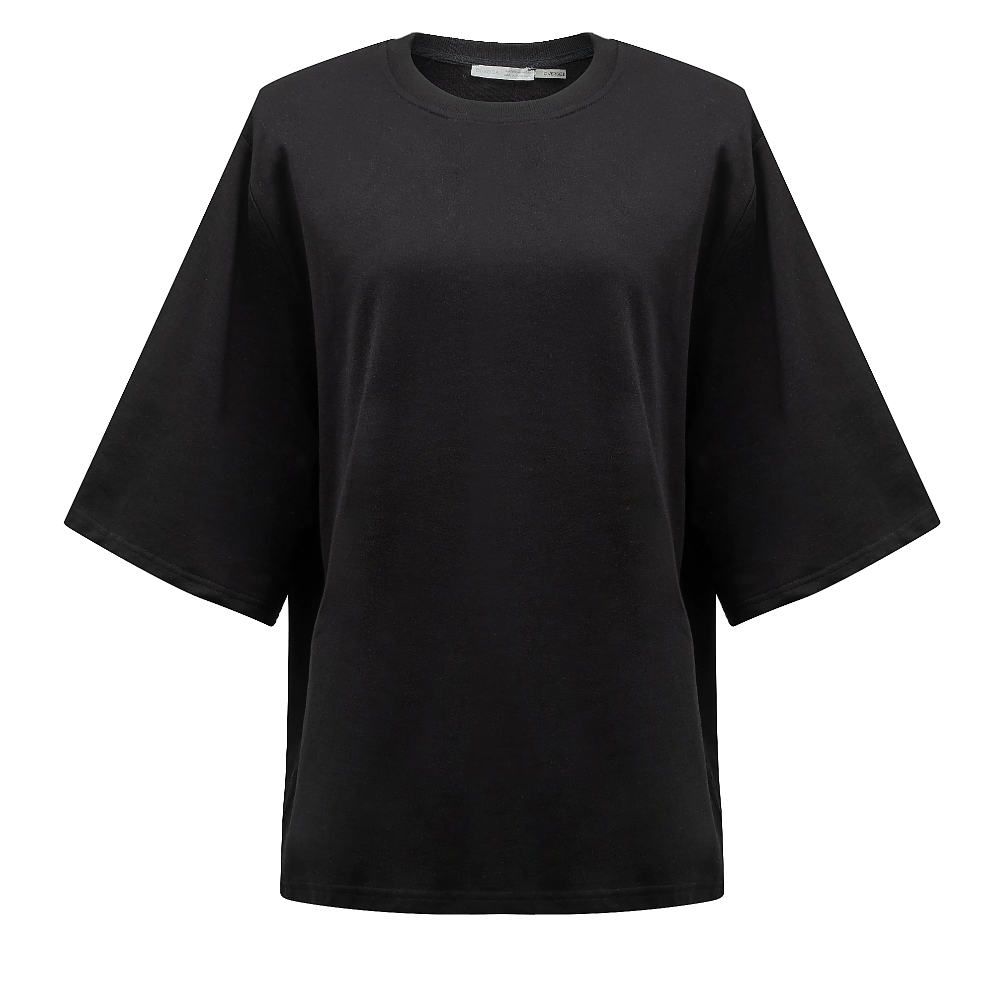 OLAVOGA FIOAGE Oversize-T-Shirt mit Schulterpolstern - Schwarz