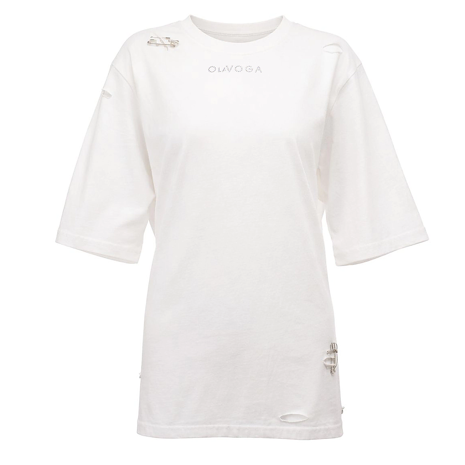 T-shirt damski oversize OLAVOGA ZOANCE - Écru