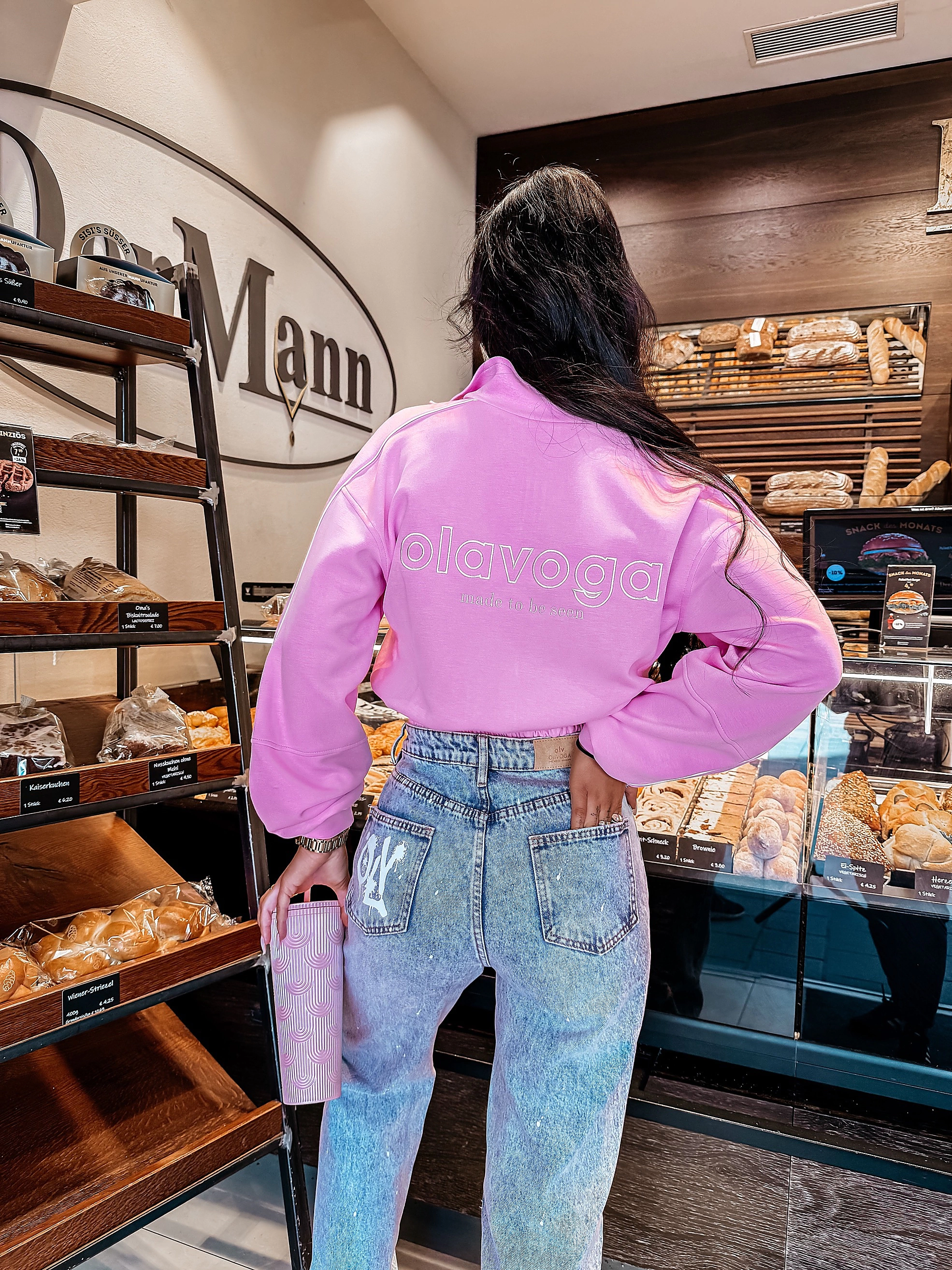 Bluza damska z lampasami OLAVOGA ROSEA - Pudrowy róż