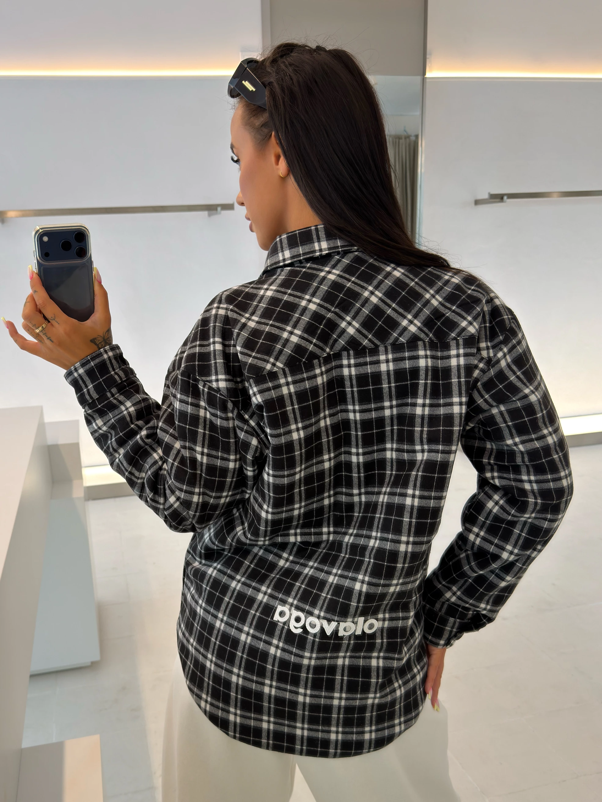 OLAVOGA FIOLIE Oversize-Damenjacke – Schwarz + Écru
