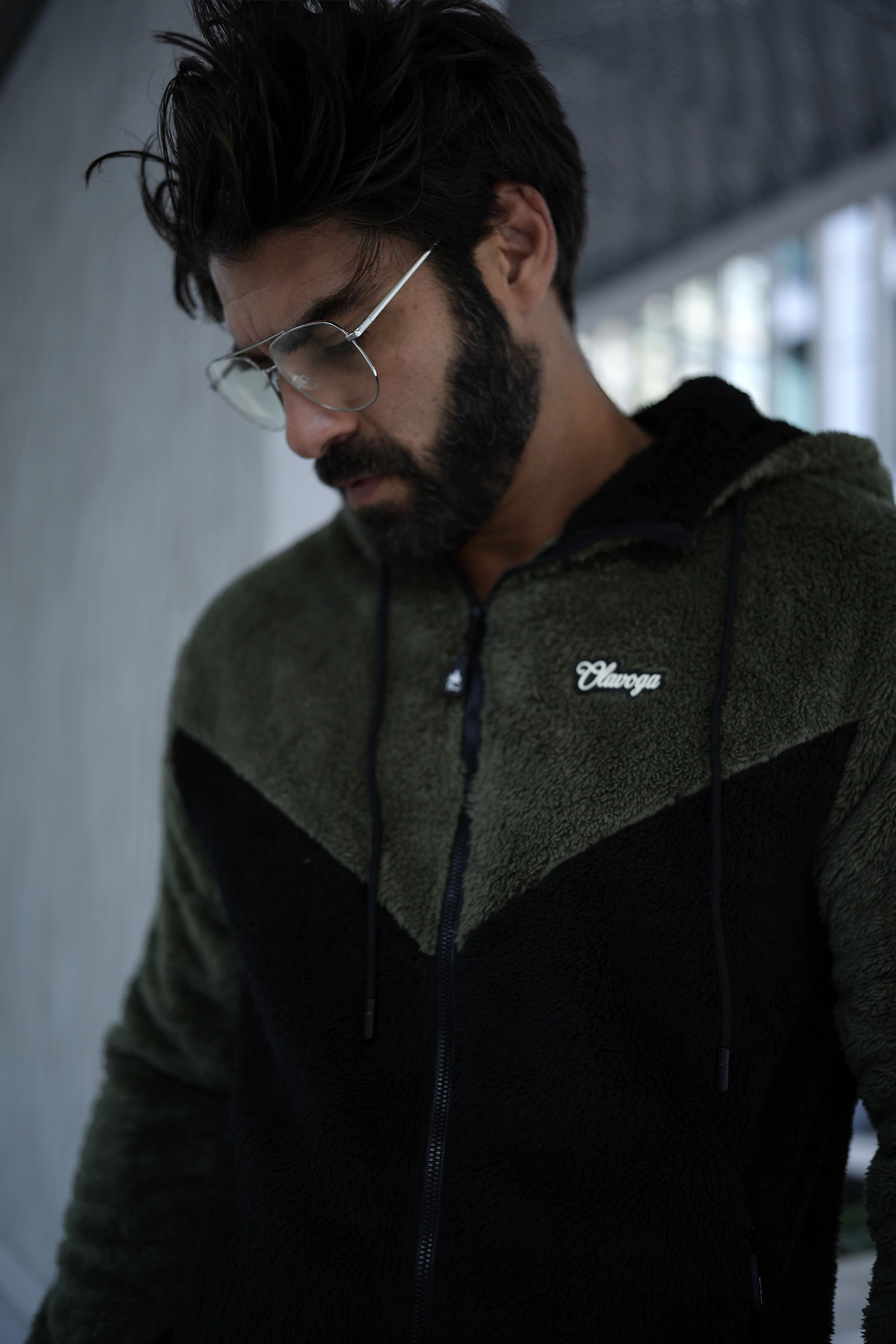 Bluza męska sherpa OLAVOGA RUKAST - Czarny i Khaki