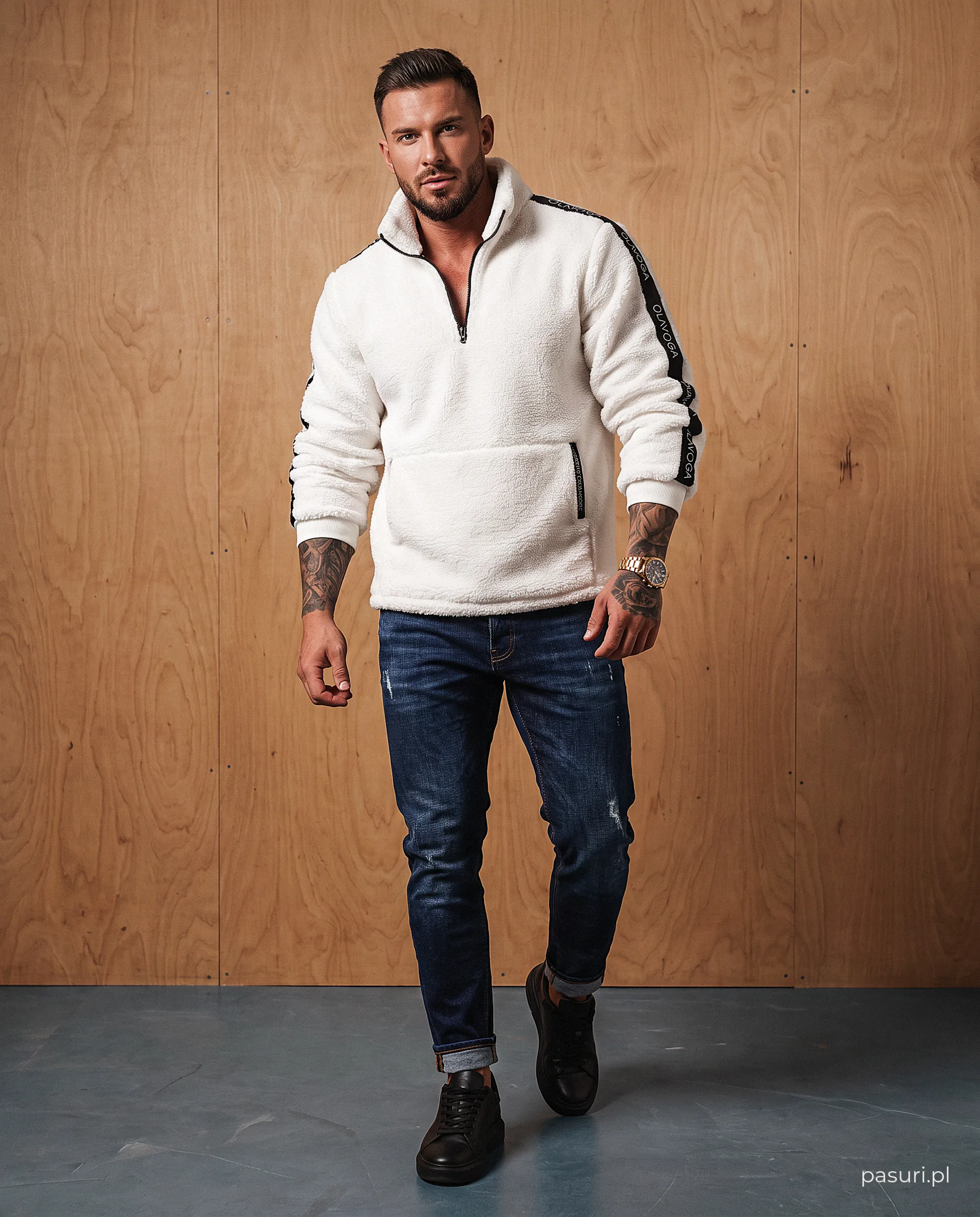 OLAVOGA Pánsky fleece SETTLINE - Écru