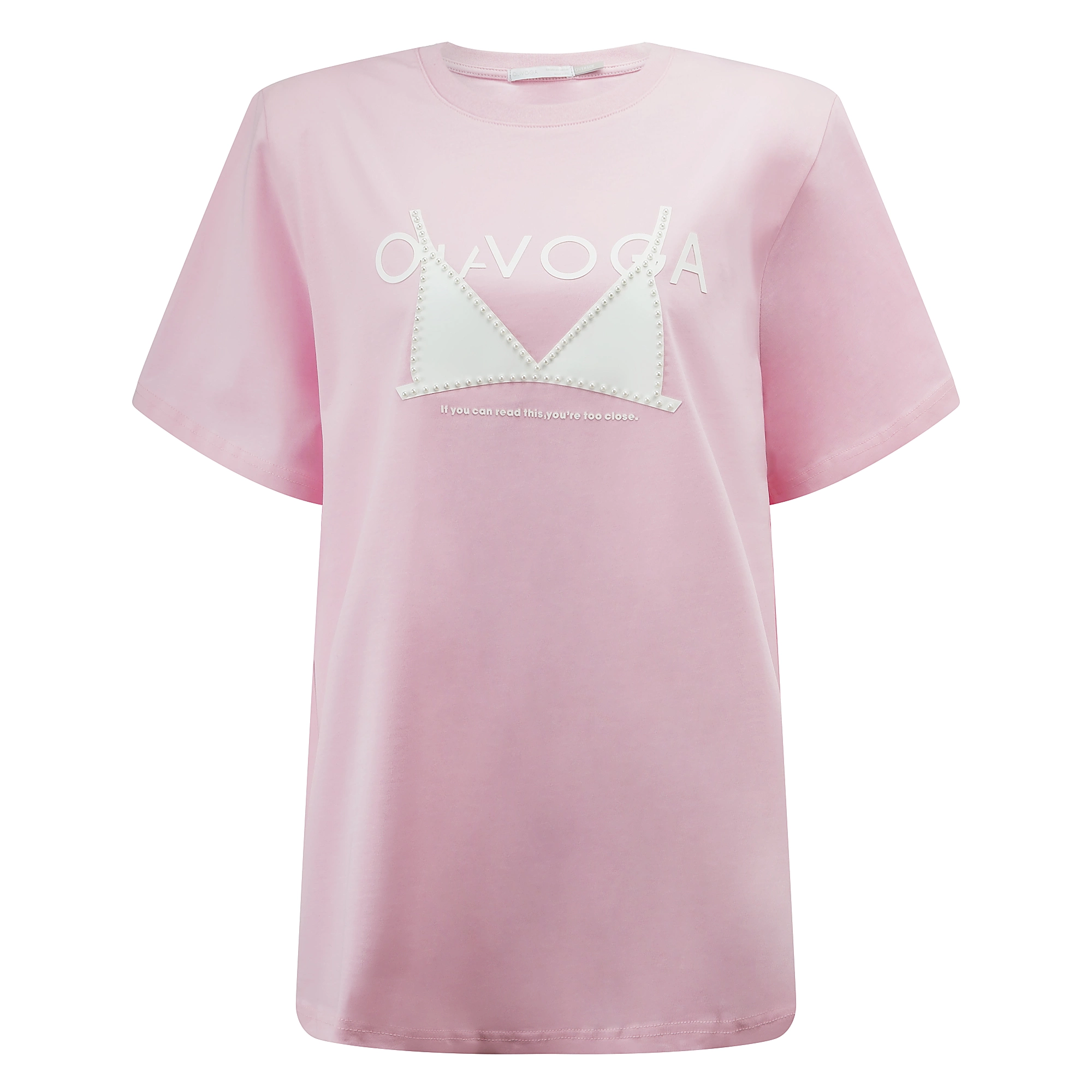 OLAVOGA BRAFITTI women's oversize T-shirt - Powder pink