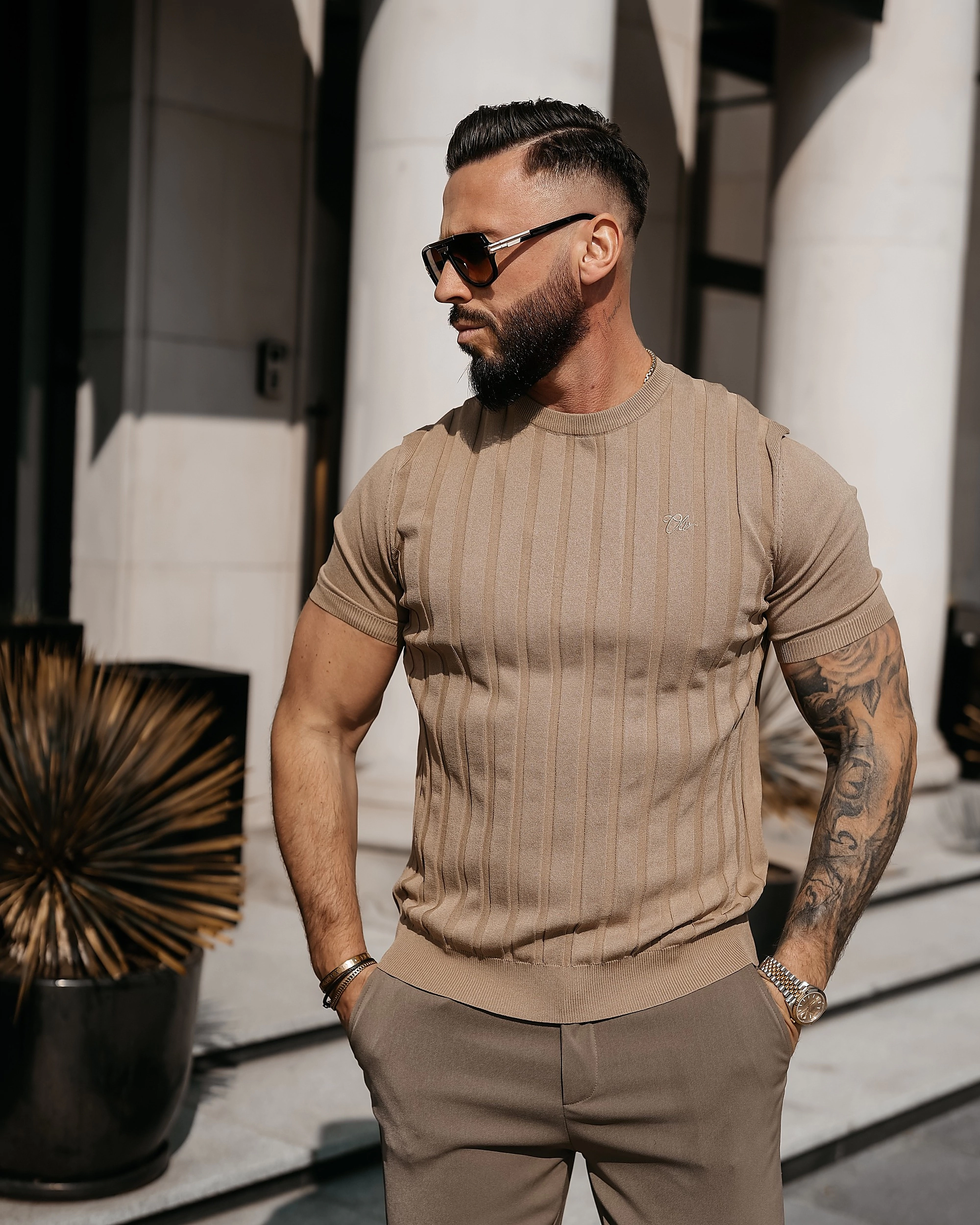 T-shirt męski OLAVOGA Men XAE - Camel