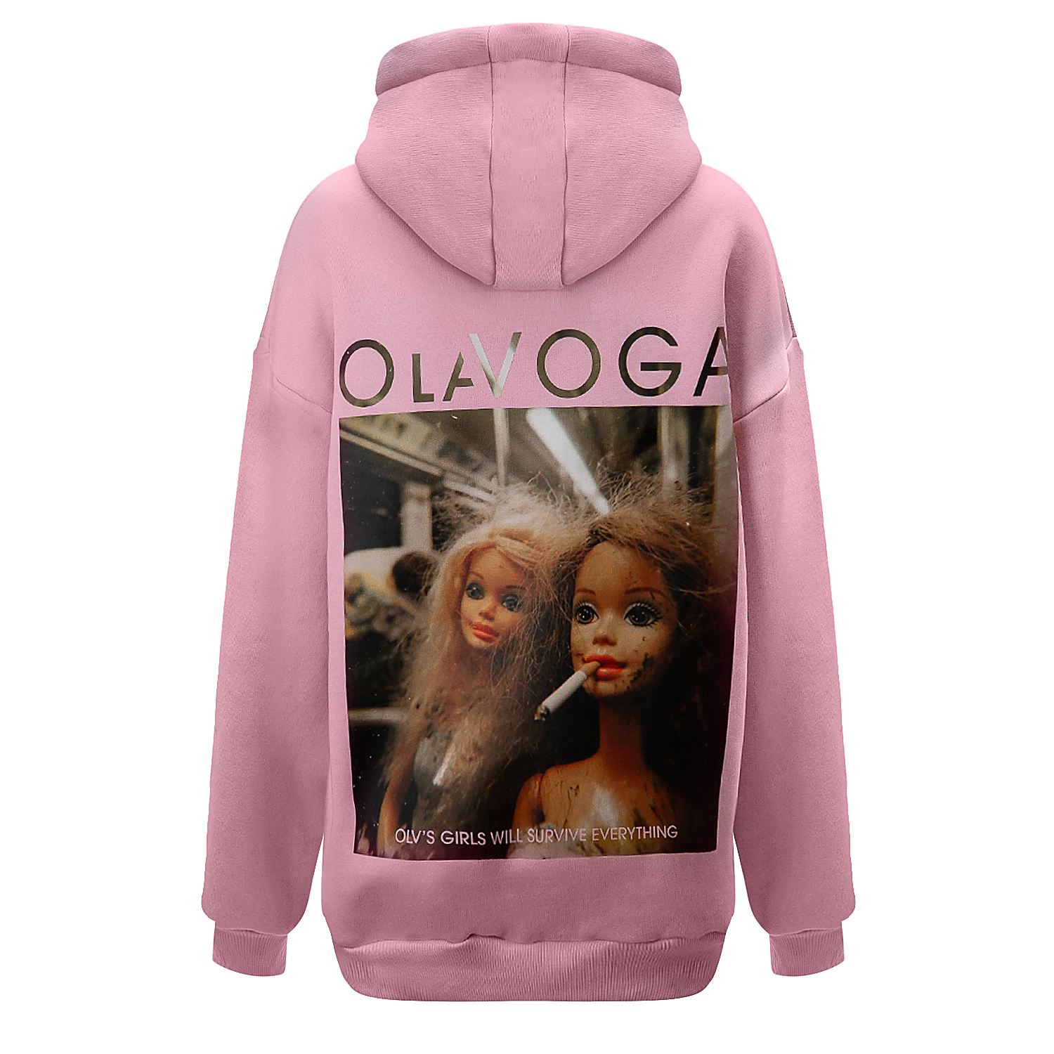 Bluza damska Oversize OLAVOGA RUNAWAY - Pudrowy róż