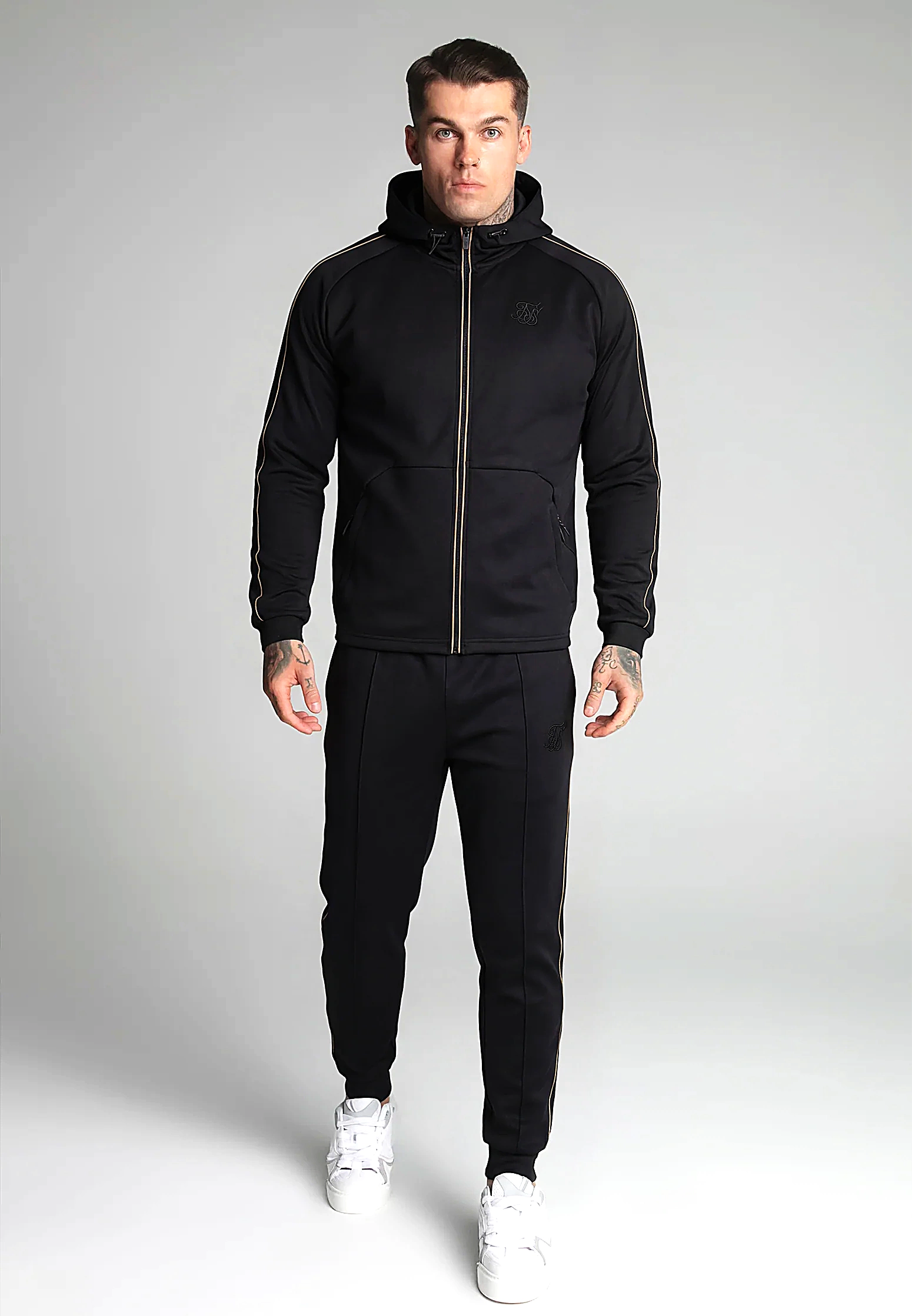Bluza męska na zamek SIKSILK FULL ZIP 28221 - Czarny