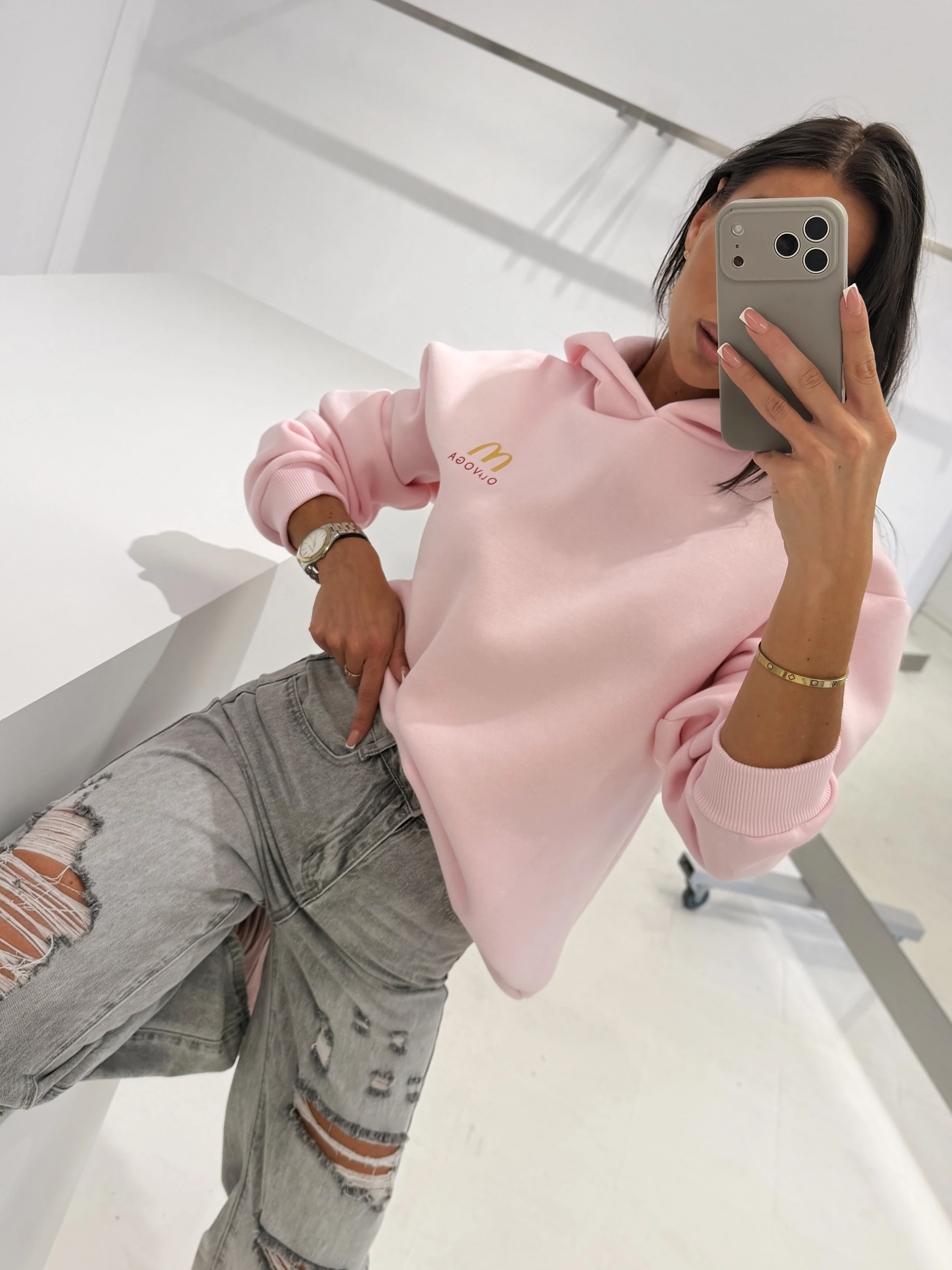 Bluza z kapturem OLAVOGA NOVIA - Powder Pink