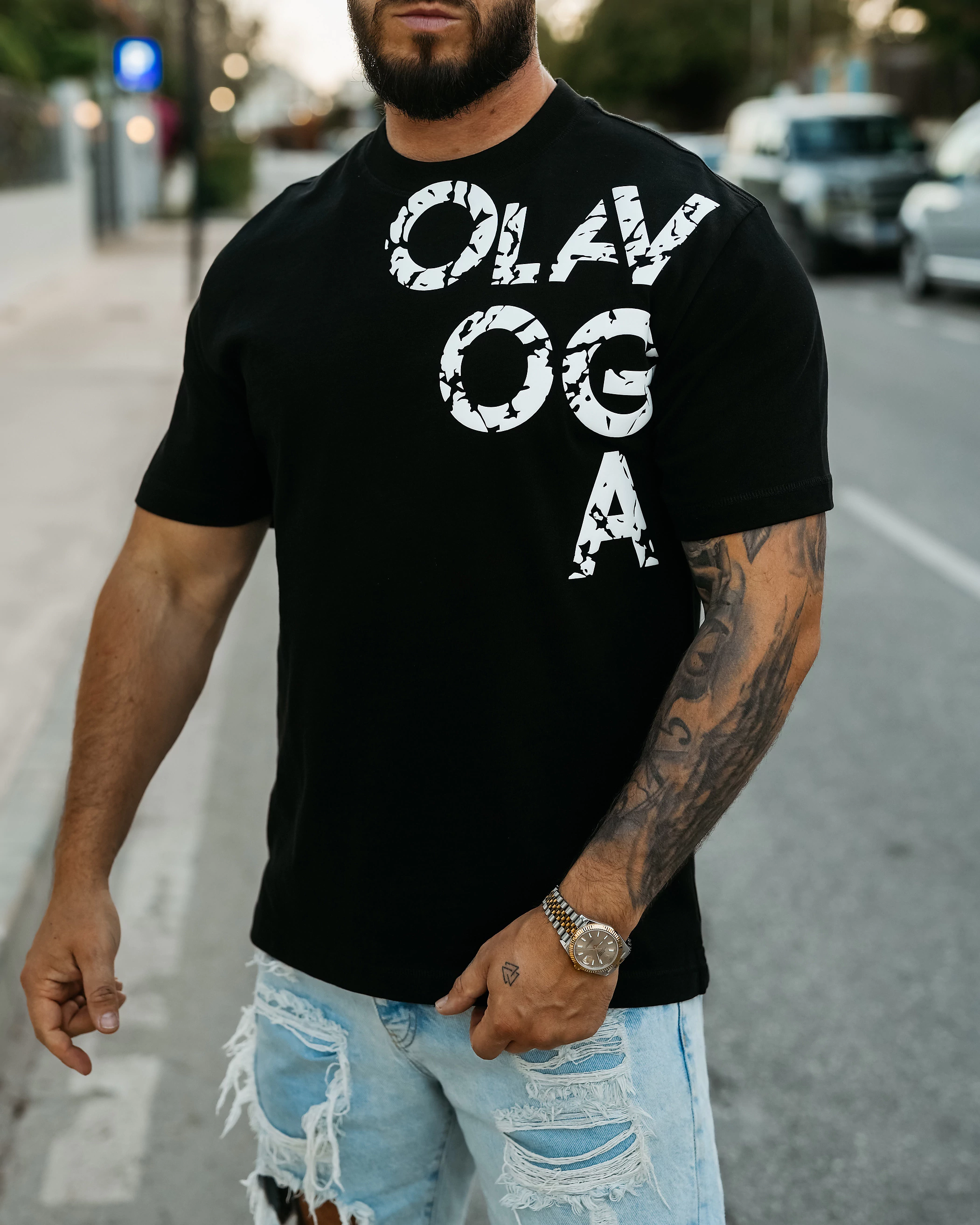 T-shirt męski OLAVOGA Men MALOR - Czarny