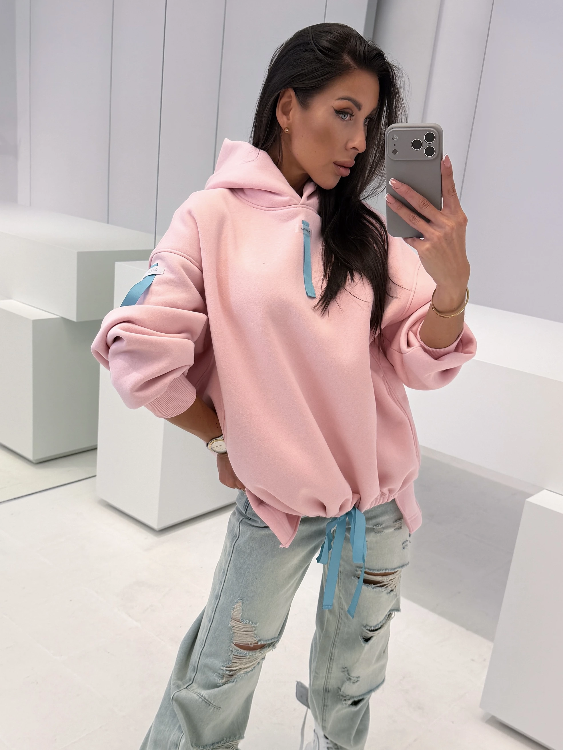 Bluza oversize OLAVOGA AVIRA - Powder Pink
