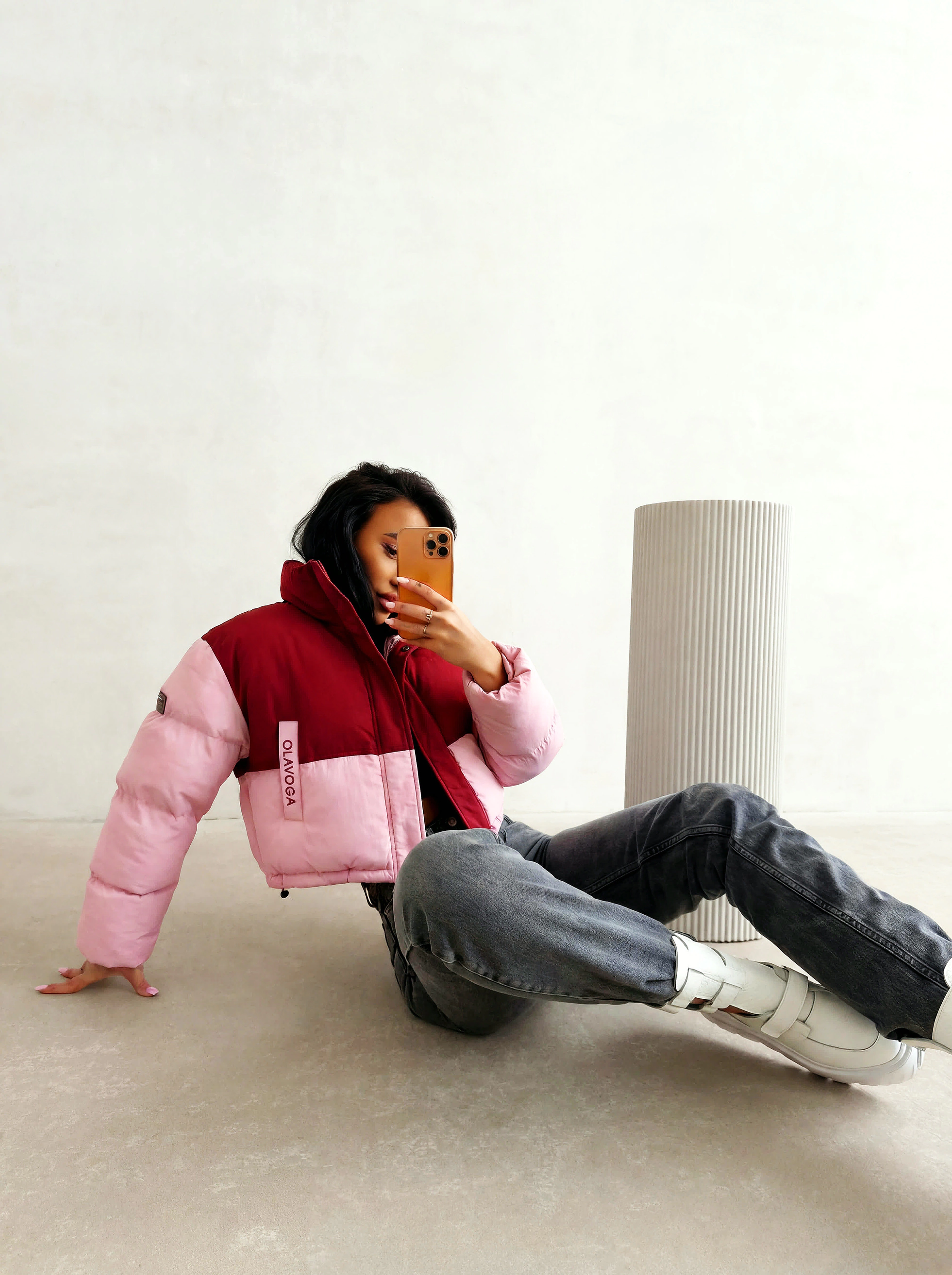 Kurze Steppjacke für Frauen OLAVOGA KIAR - Maroon