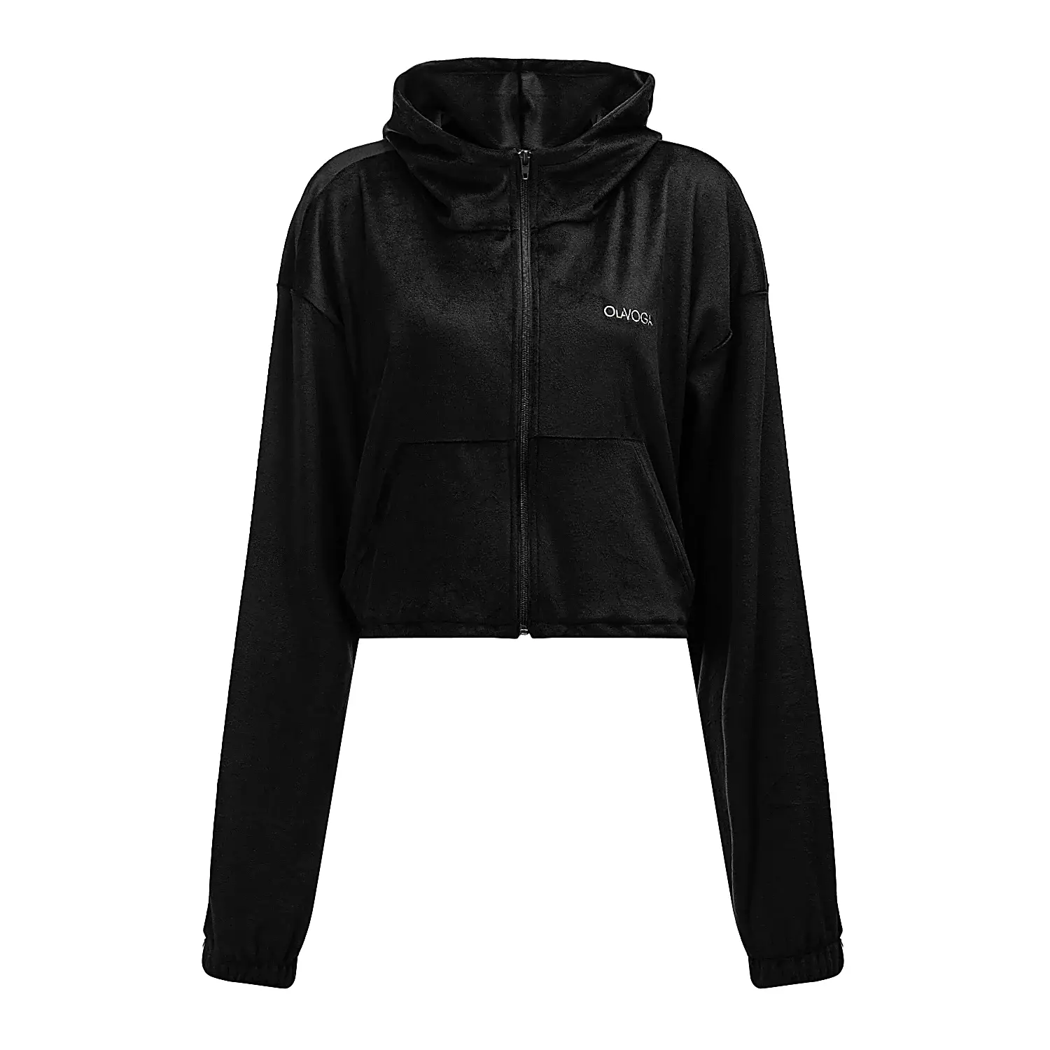 Ladies' casual velour set OLAVOGA VELVET WOOD - Black