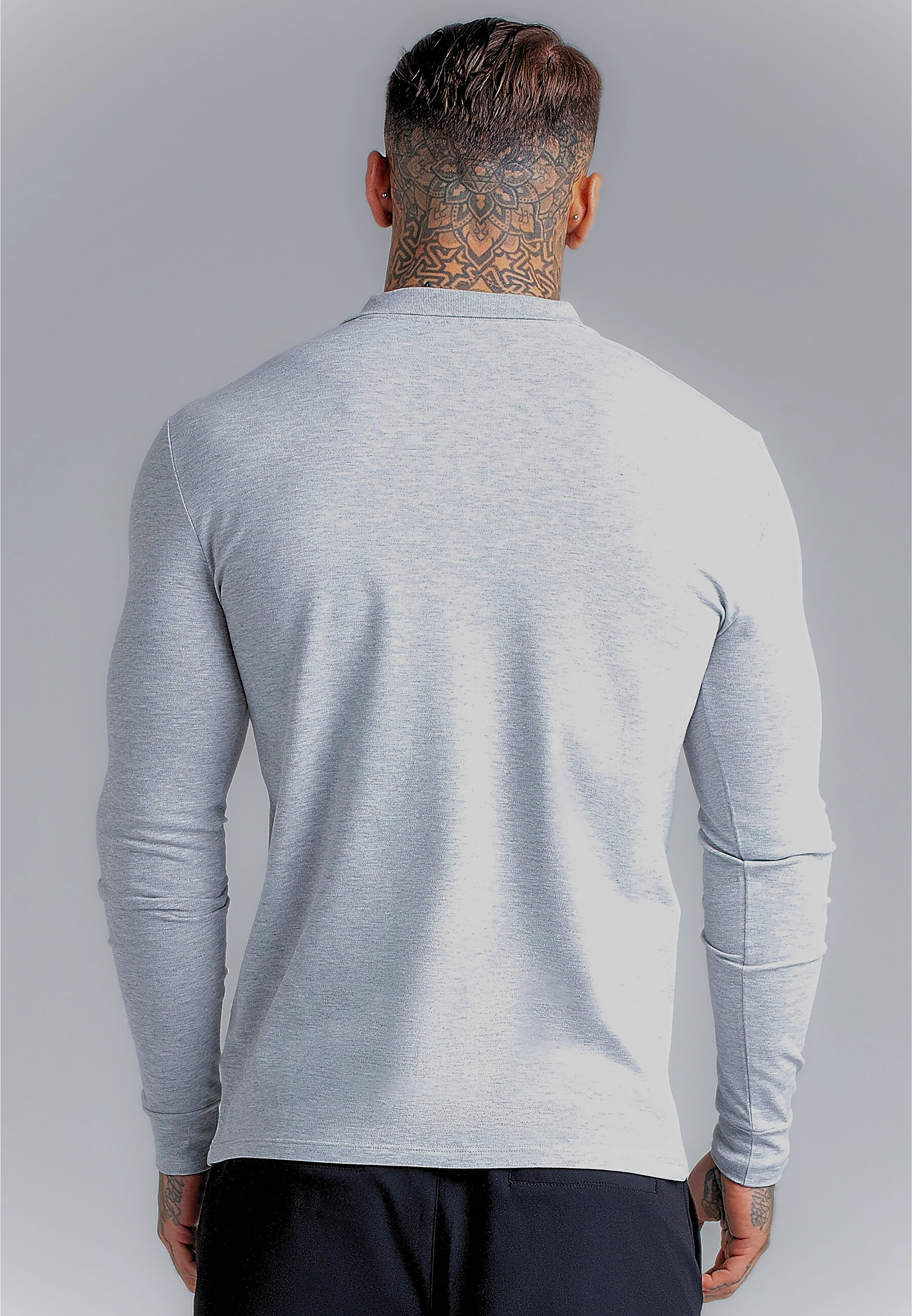 Pánské tričko SIKSILK ZIP POLO s dlouhým rukávem 29280 - šedé