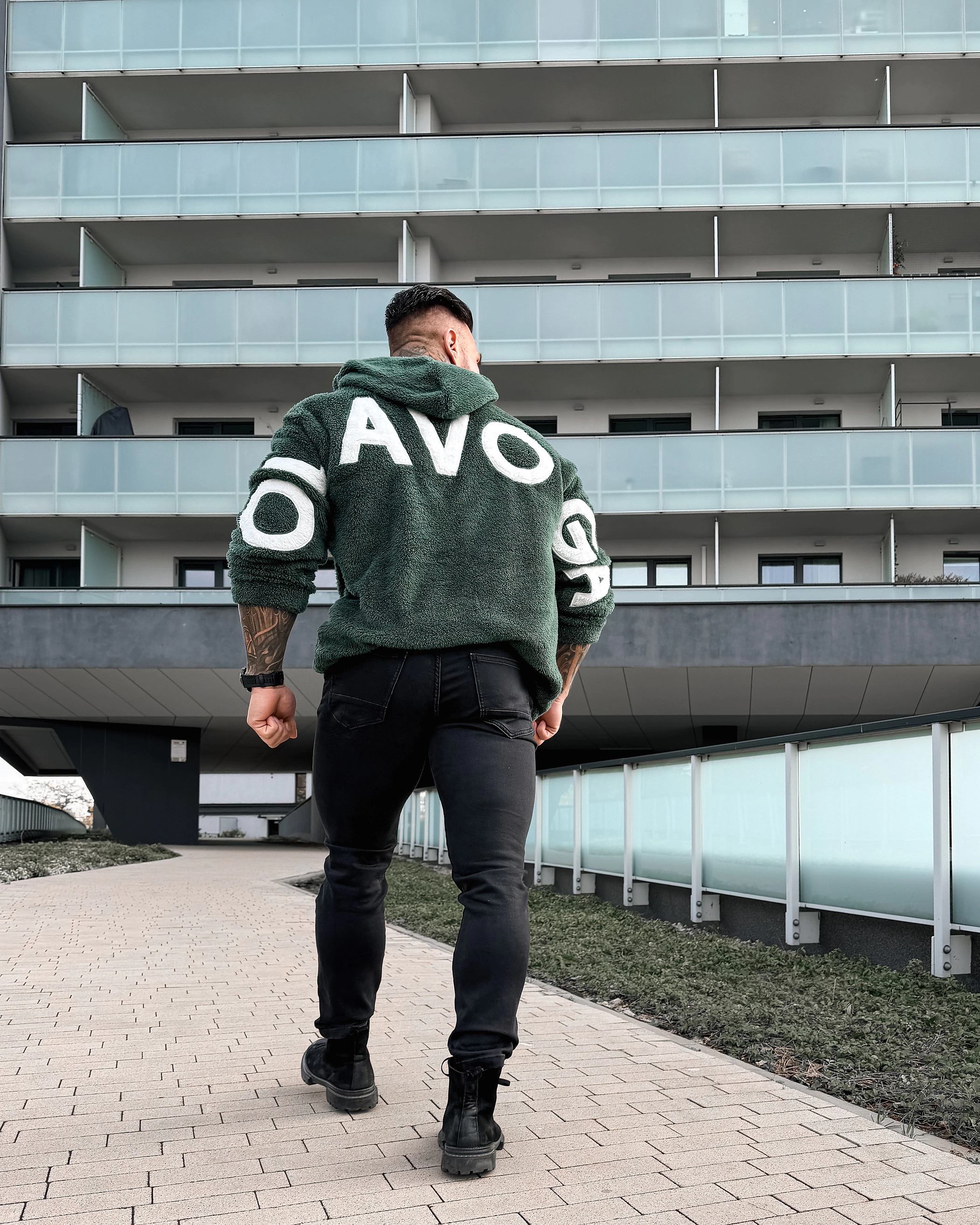 OLAVOGA Men FIDO MEN Sherpa hooded sweatshirt – Dark green