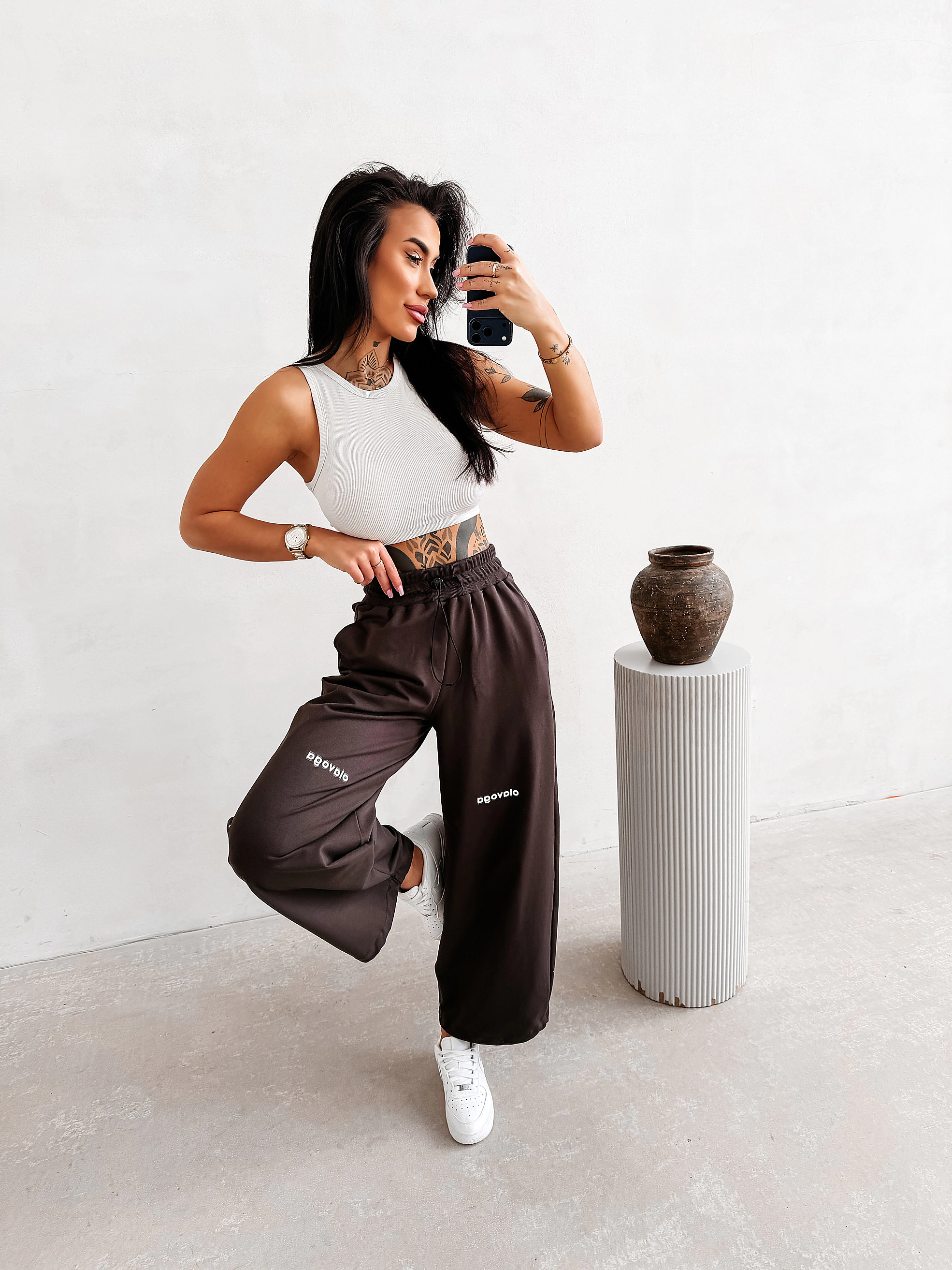 OLAVOGA NEST Damen Jogginghose verstellbar - Braun