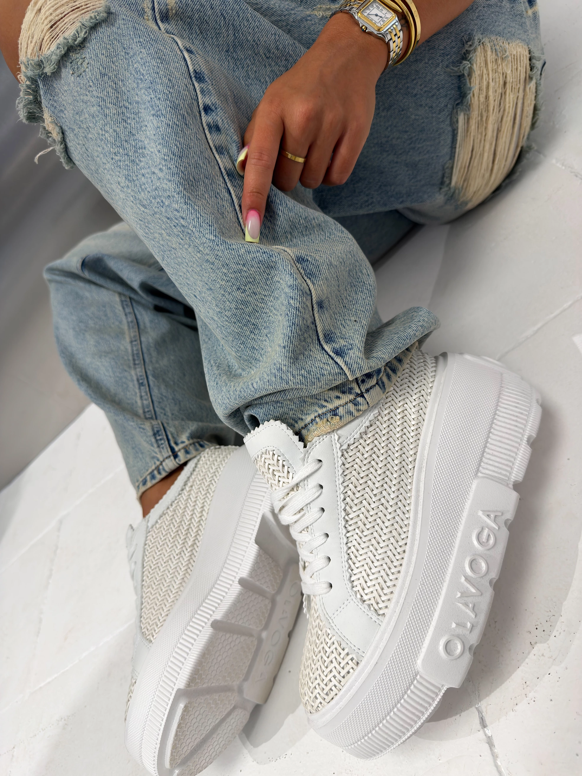 Sneakersy damskie OLAVOGA VACANCY - Écru