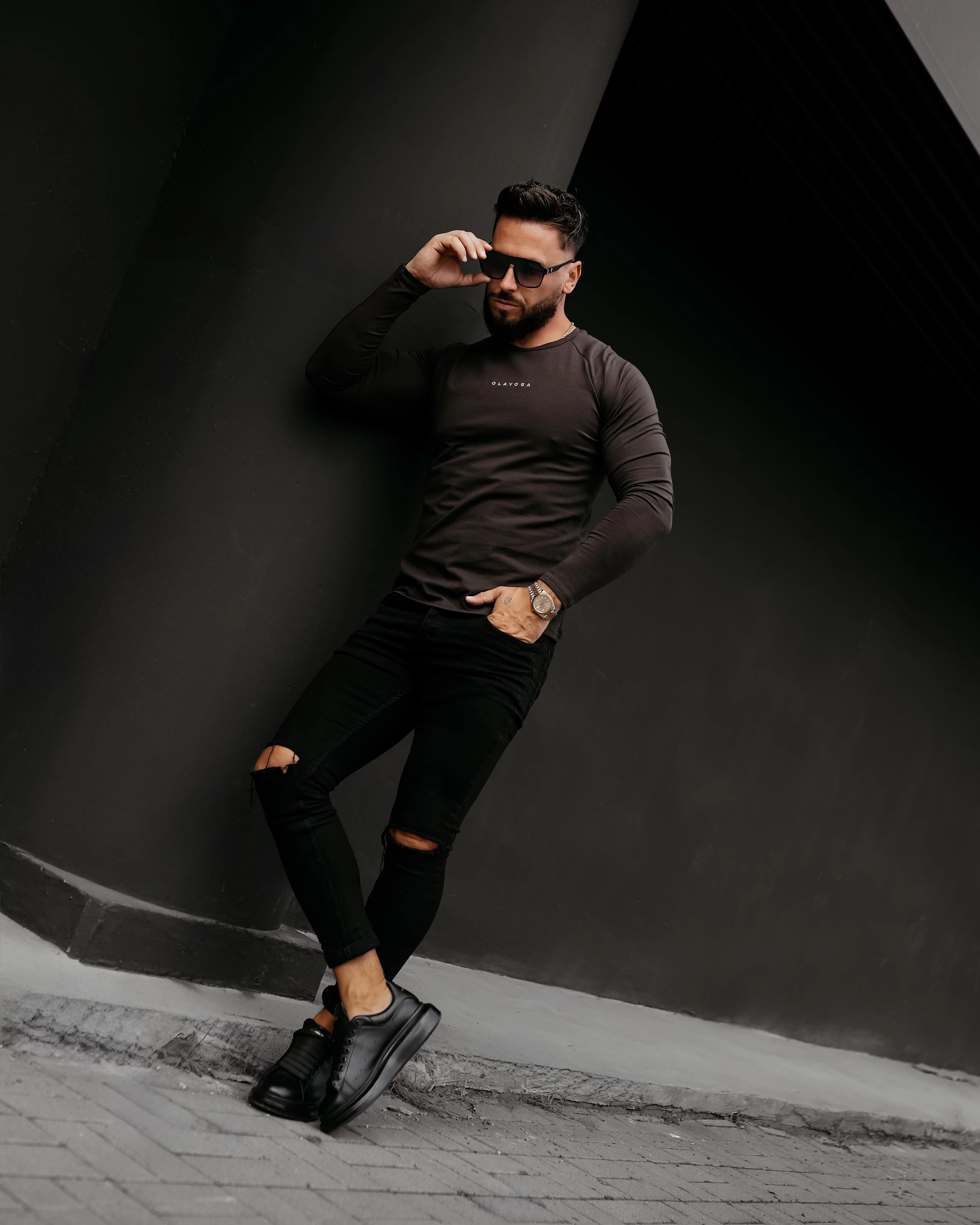Longsleeve męski OLAVOGA Men CLEAR - Brązowy