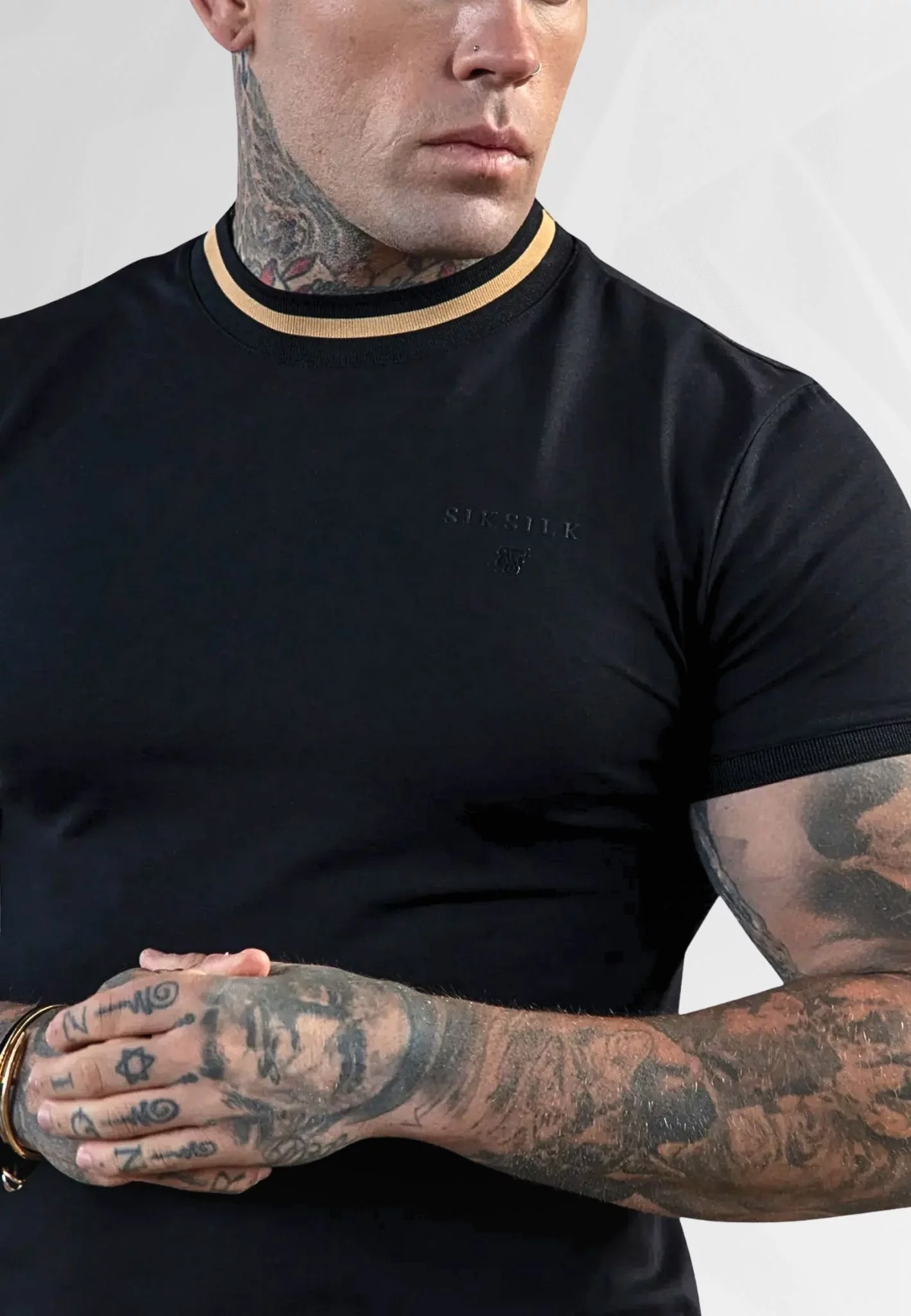 Men's SikSilk MUSCLE FIT T-shirt 27052 - Black | S | OLAVOGA