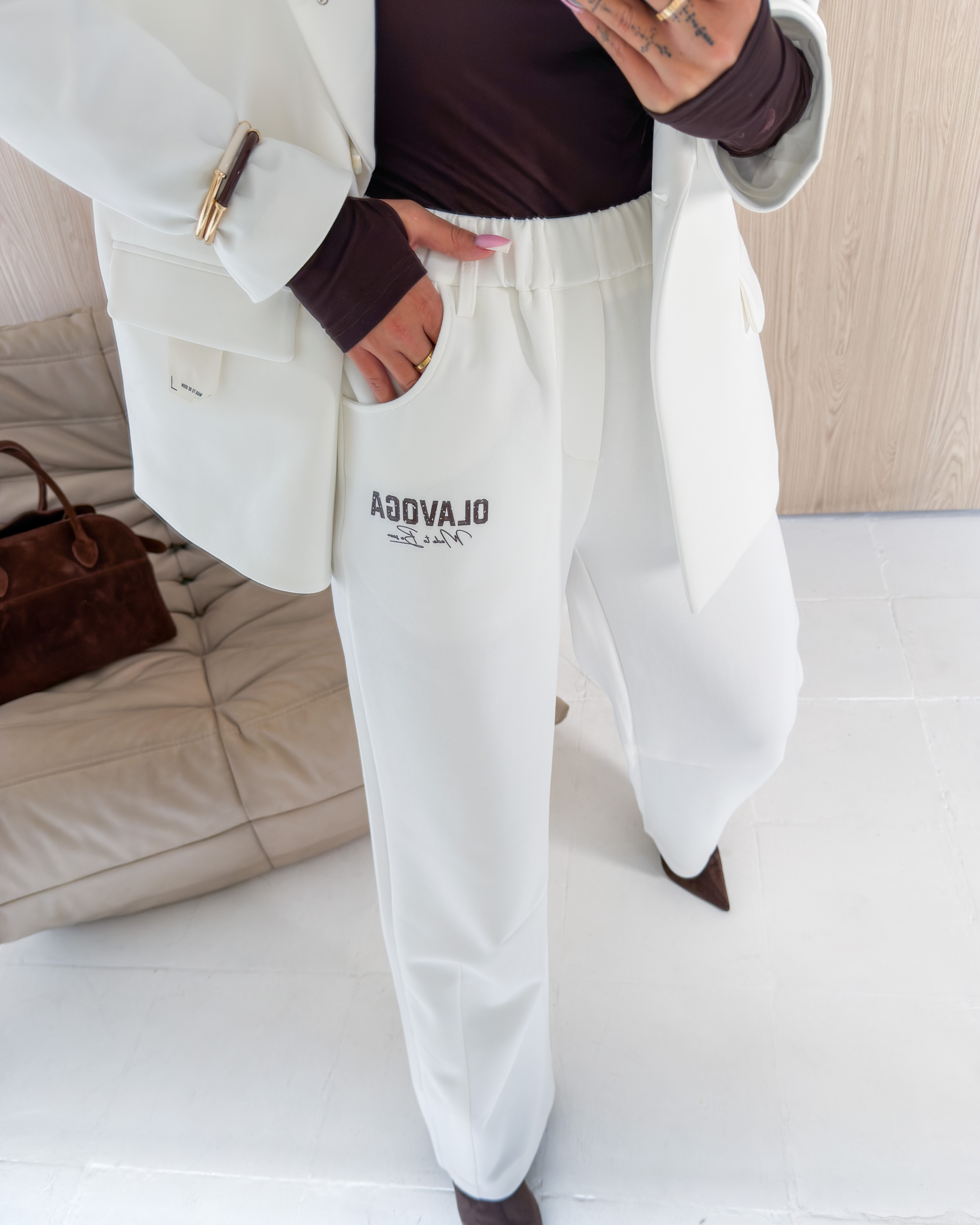 OLAVOGA VELMIRA PANTS – Women’s wide-leg trousers – Ecru