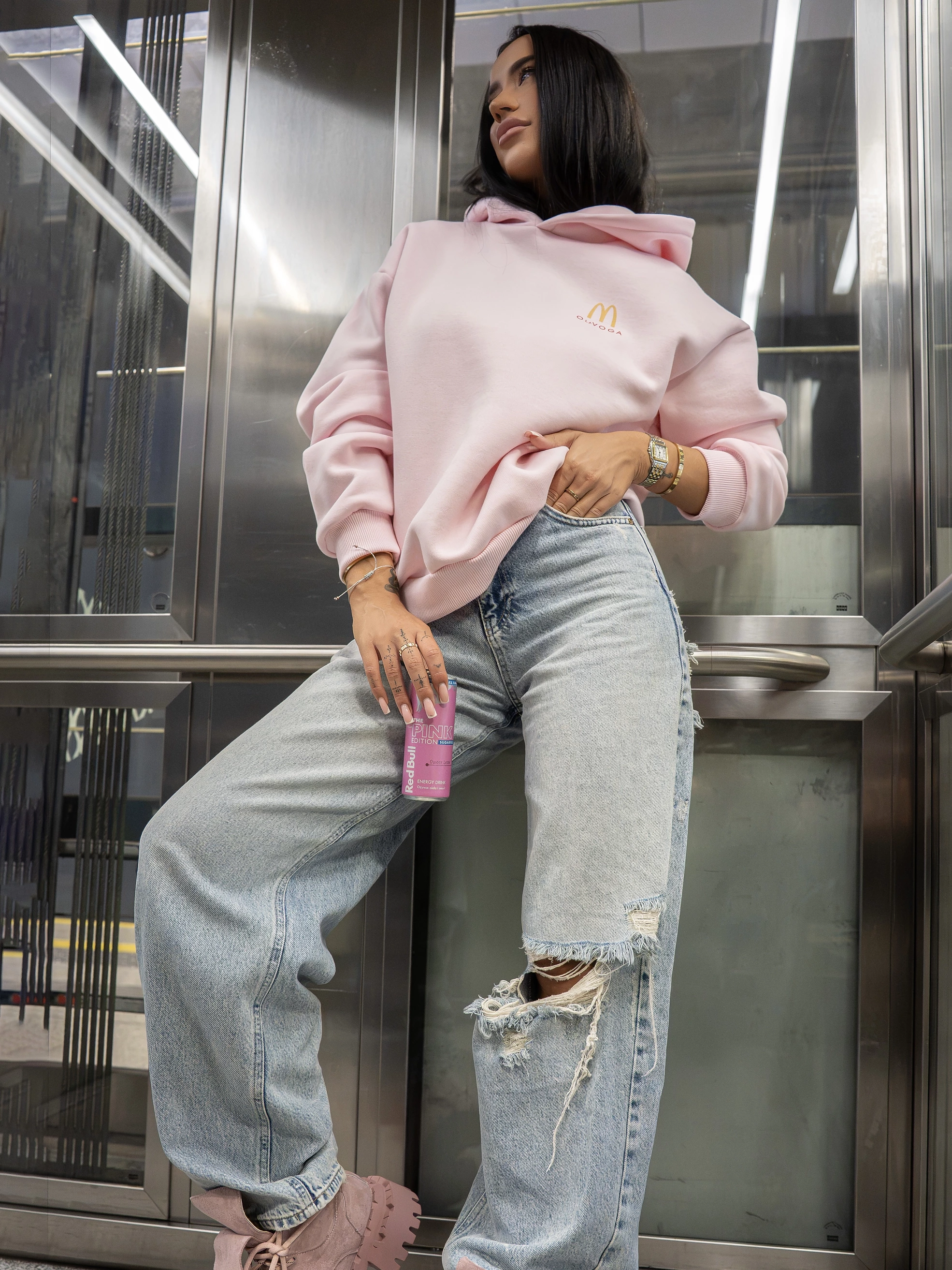 Bluza z kapturem OLAVOGA NOVIA - Powder Pink
