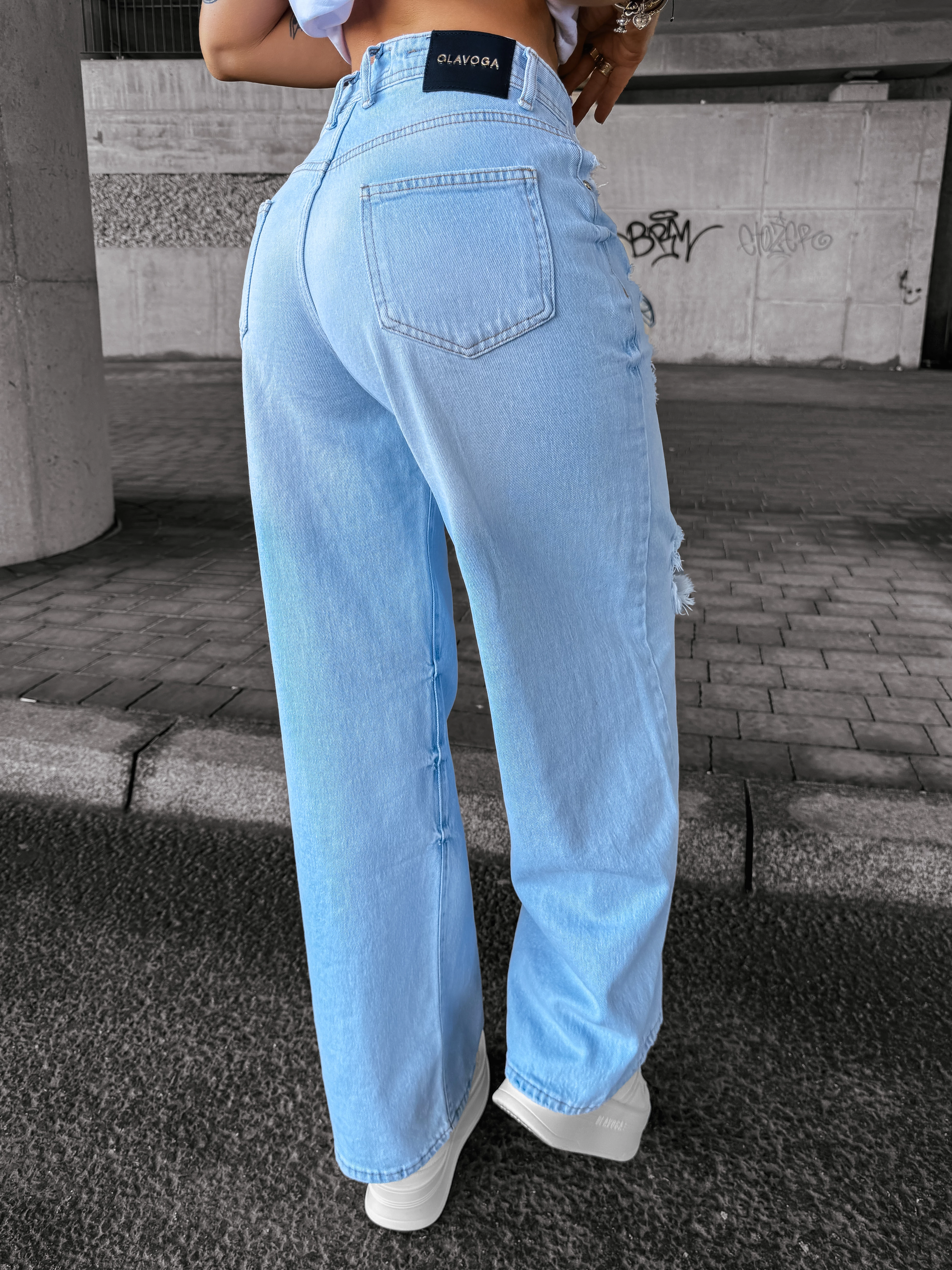 Spodnie damskie denim OLAVOGA REING - Jasny niebieski