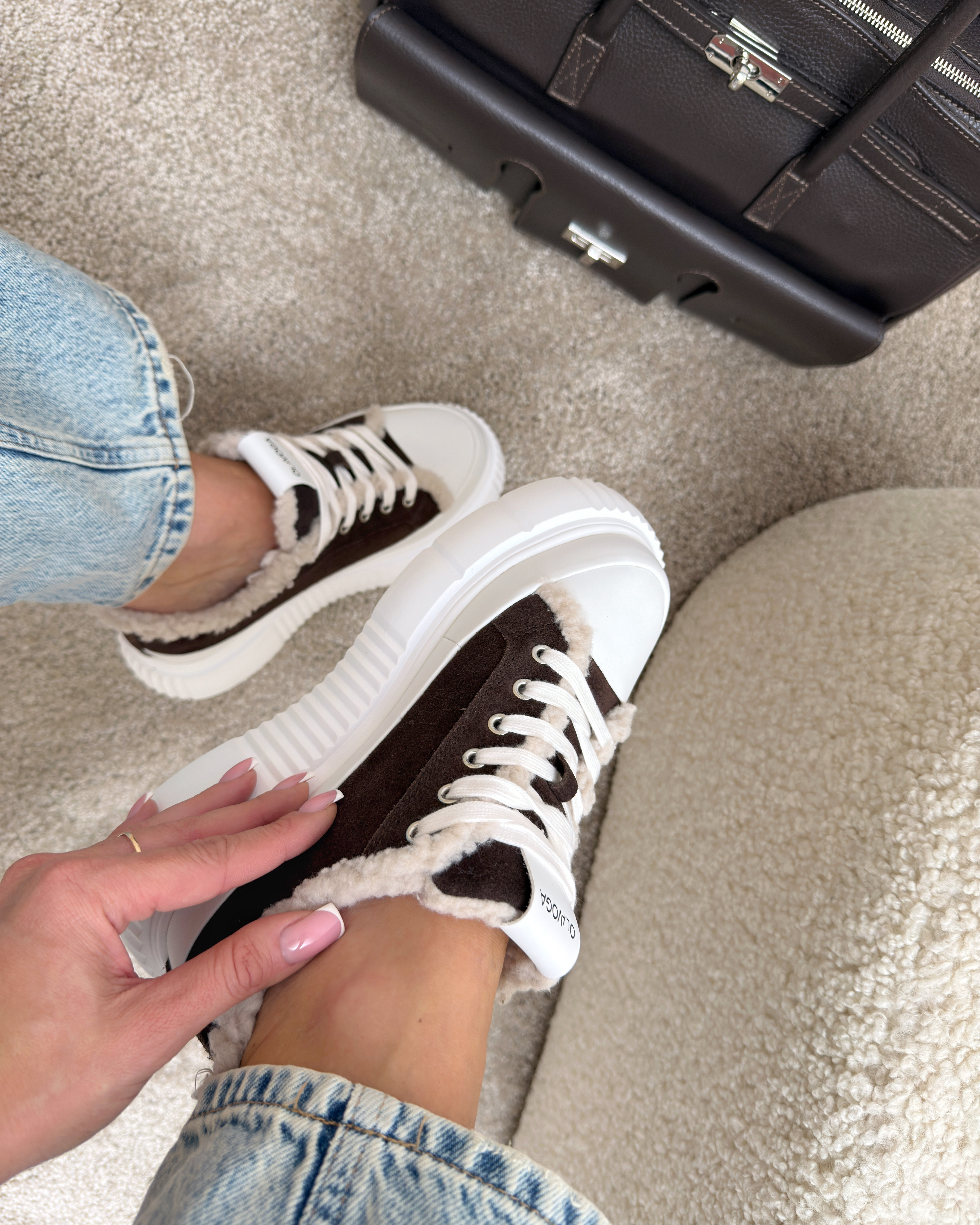Sneakersy damskie na platformie OLAVOGA LULL - Brąz