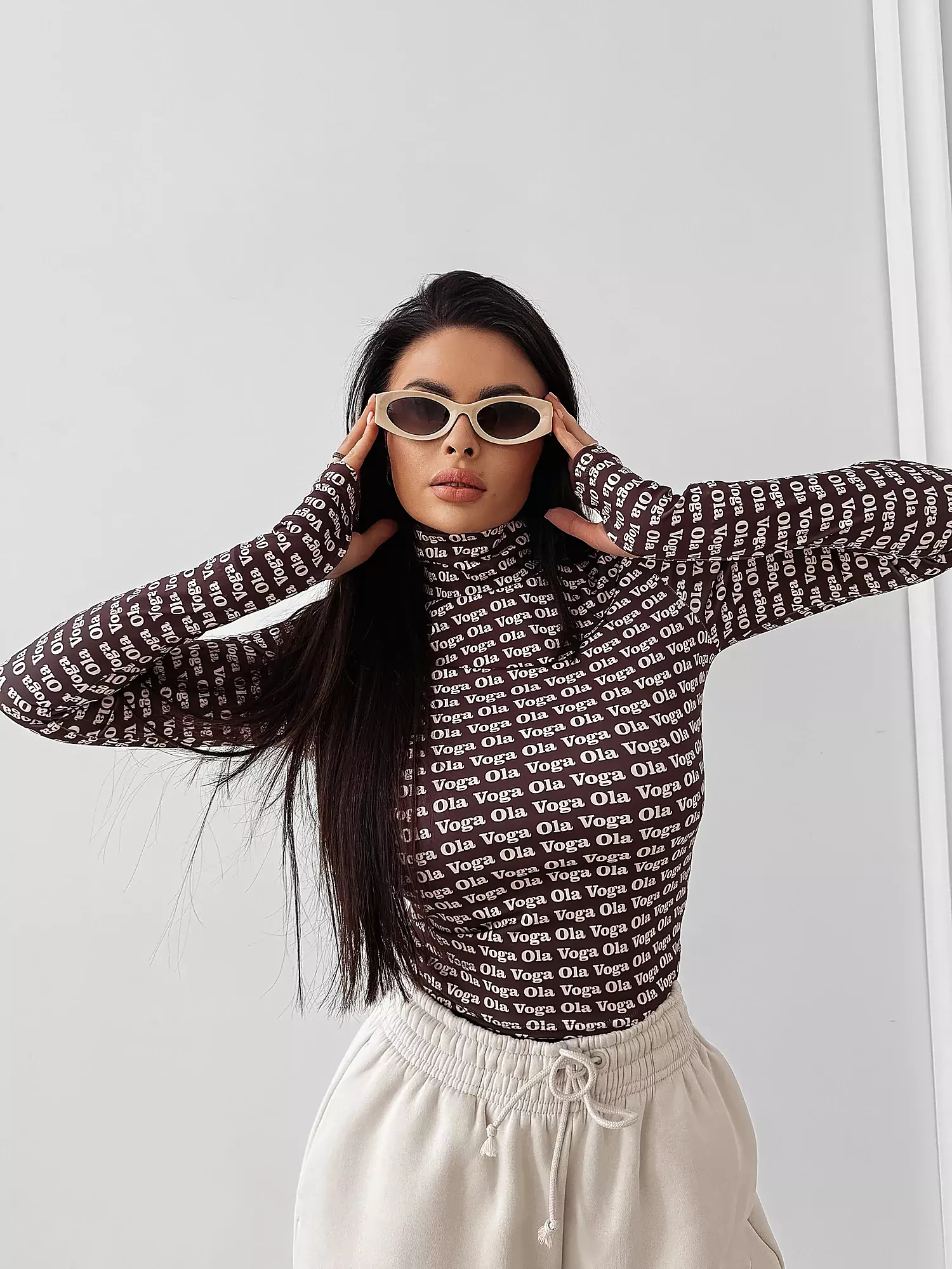 OLAVOGA COREFIELD women's logoed blouse - Brown + beige