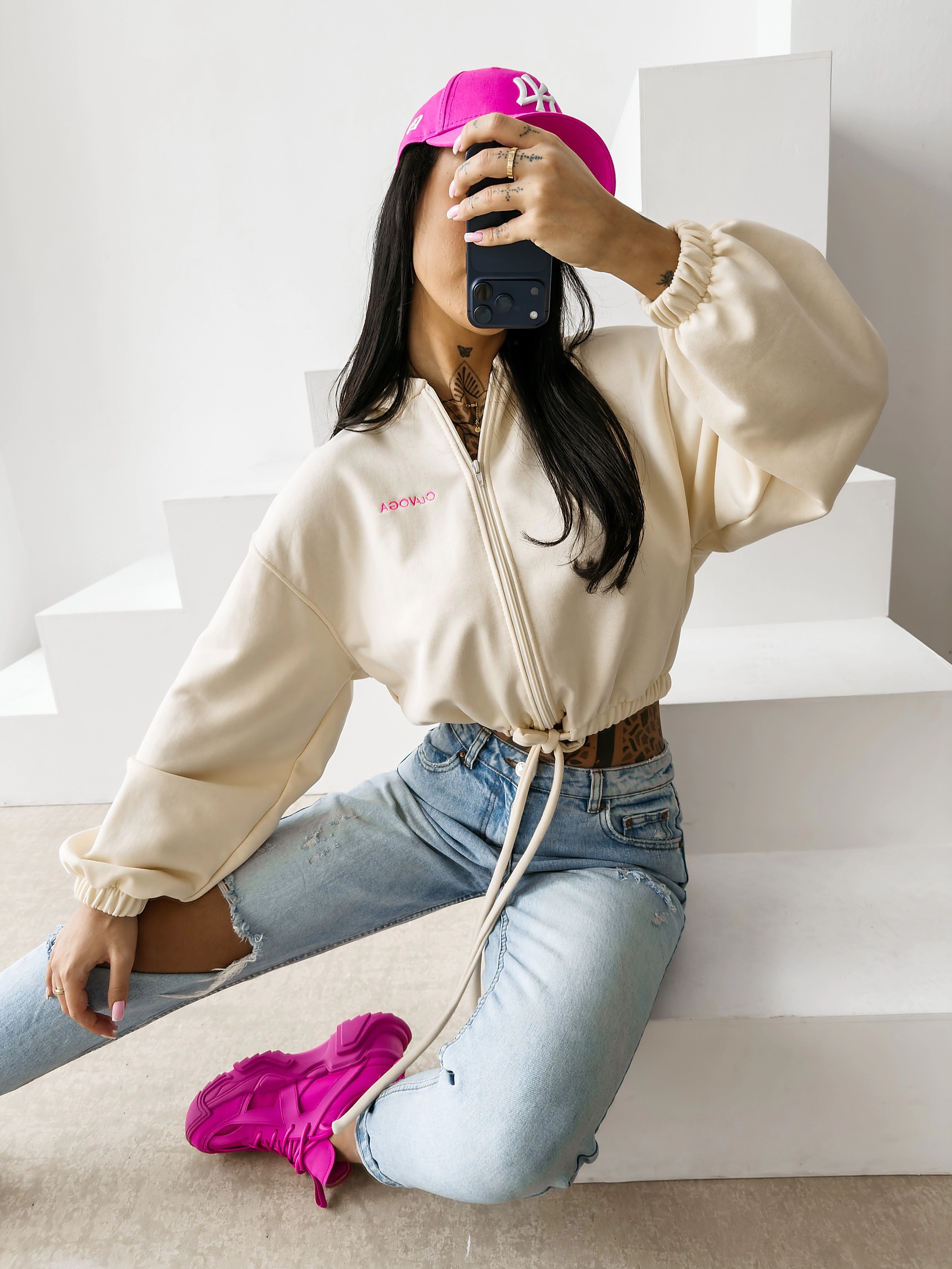 Bluza damska oversize OLAVOGA NERIN - Coconut