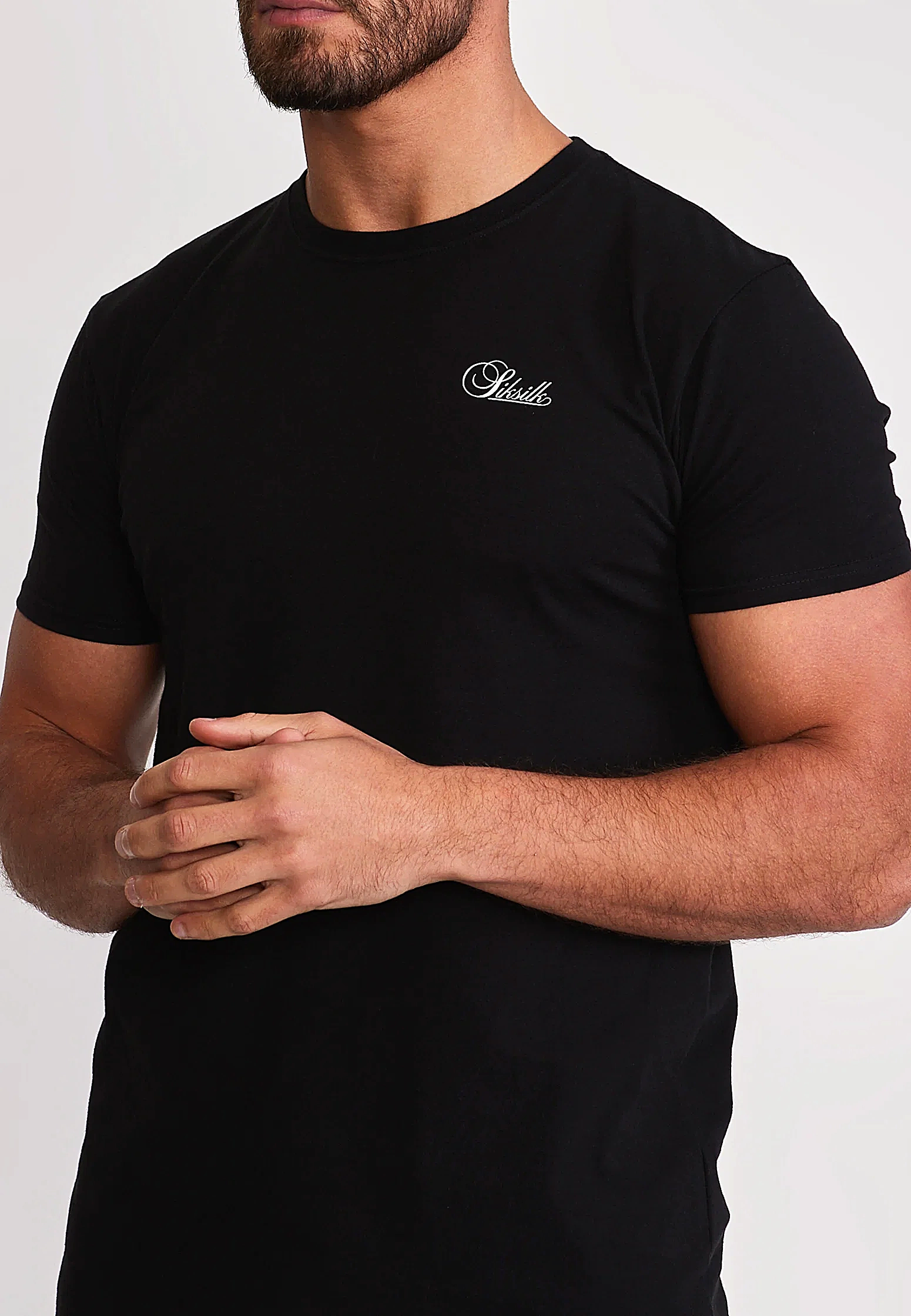 3pak t-shirt męski muscle fit SIKSILK 29831 - Czarny