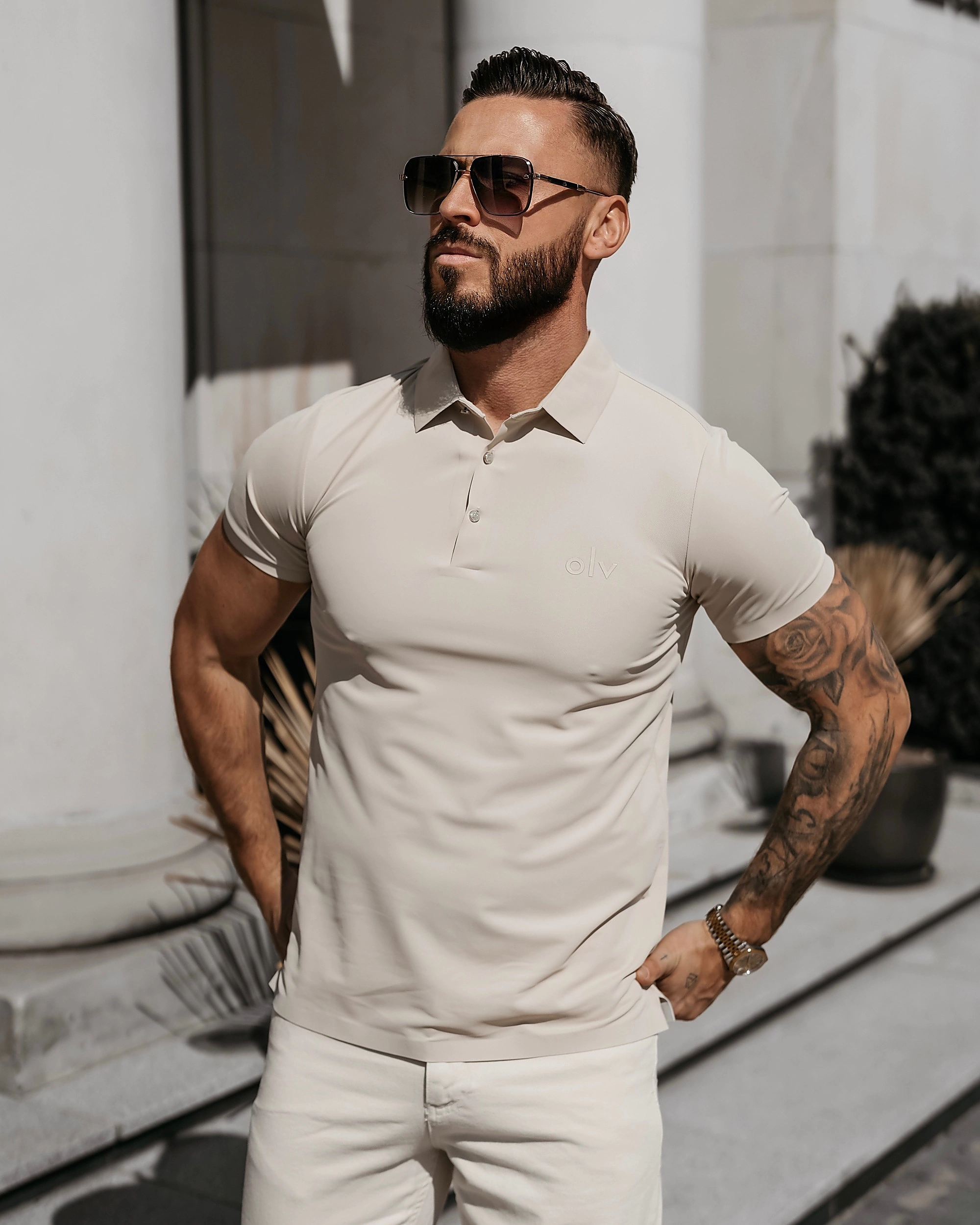 OLAVOGA Men ZAIN pánské polo tričko - béžové