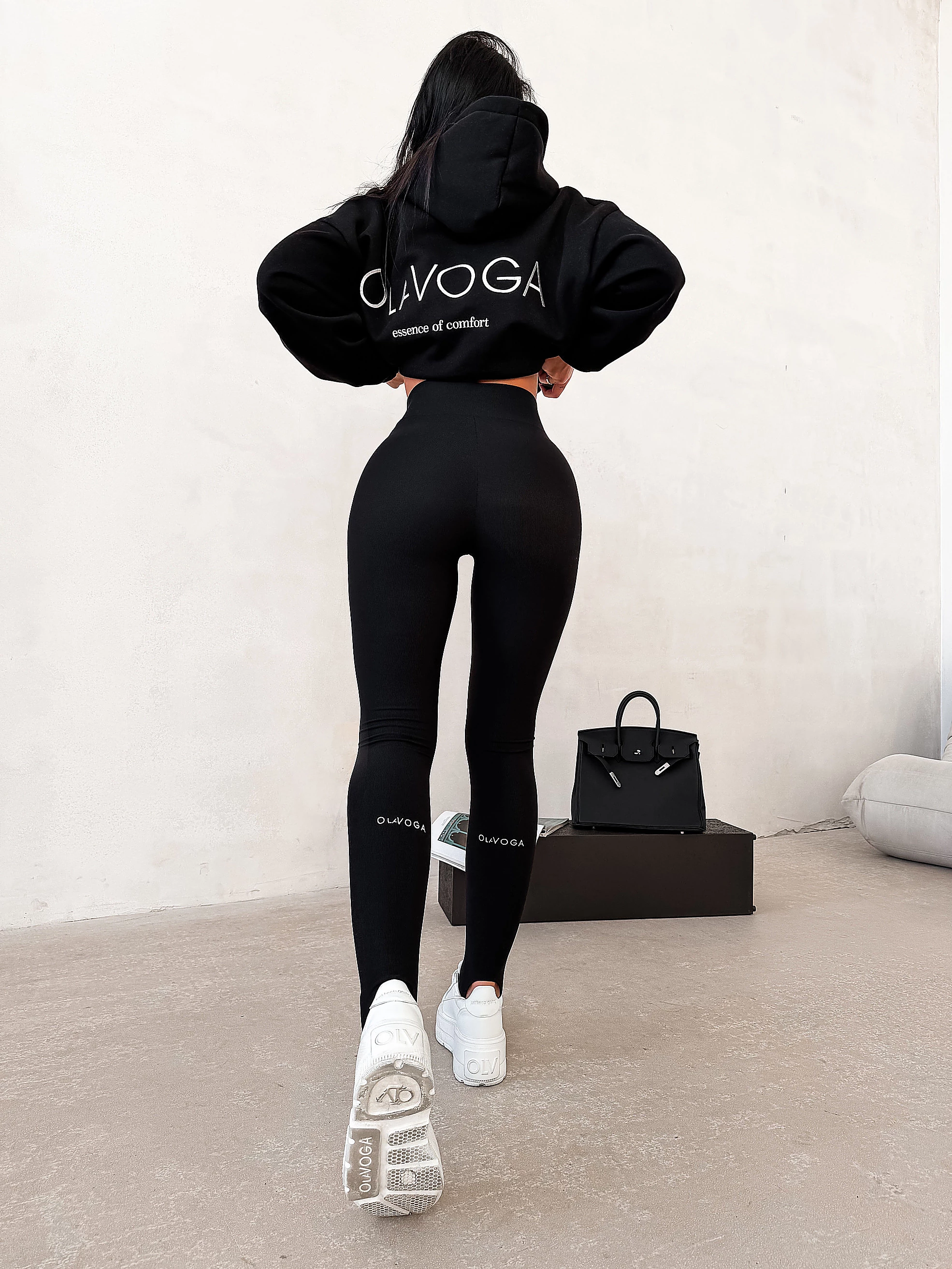 Damen-Leggings mit Fersenkappe OLAVOGA FLEXIBLE - Schwarz