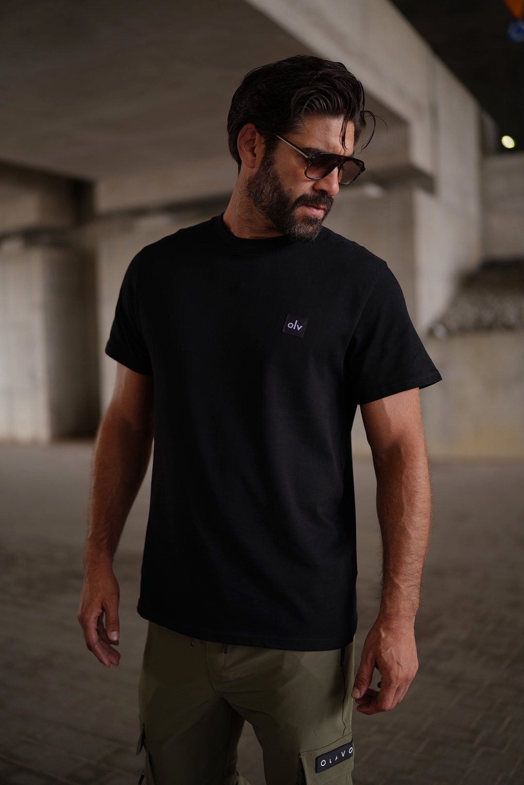 T-shirt męski bawełniany OLAVOGA Men BREEZY - Czarny 