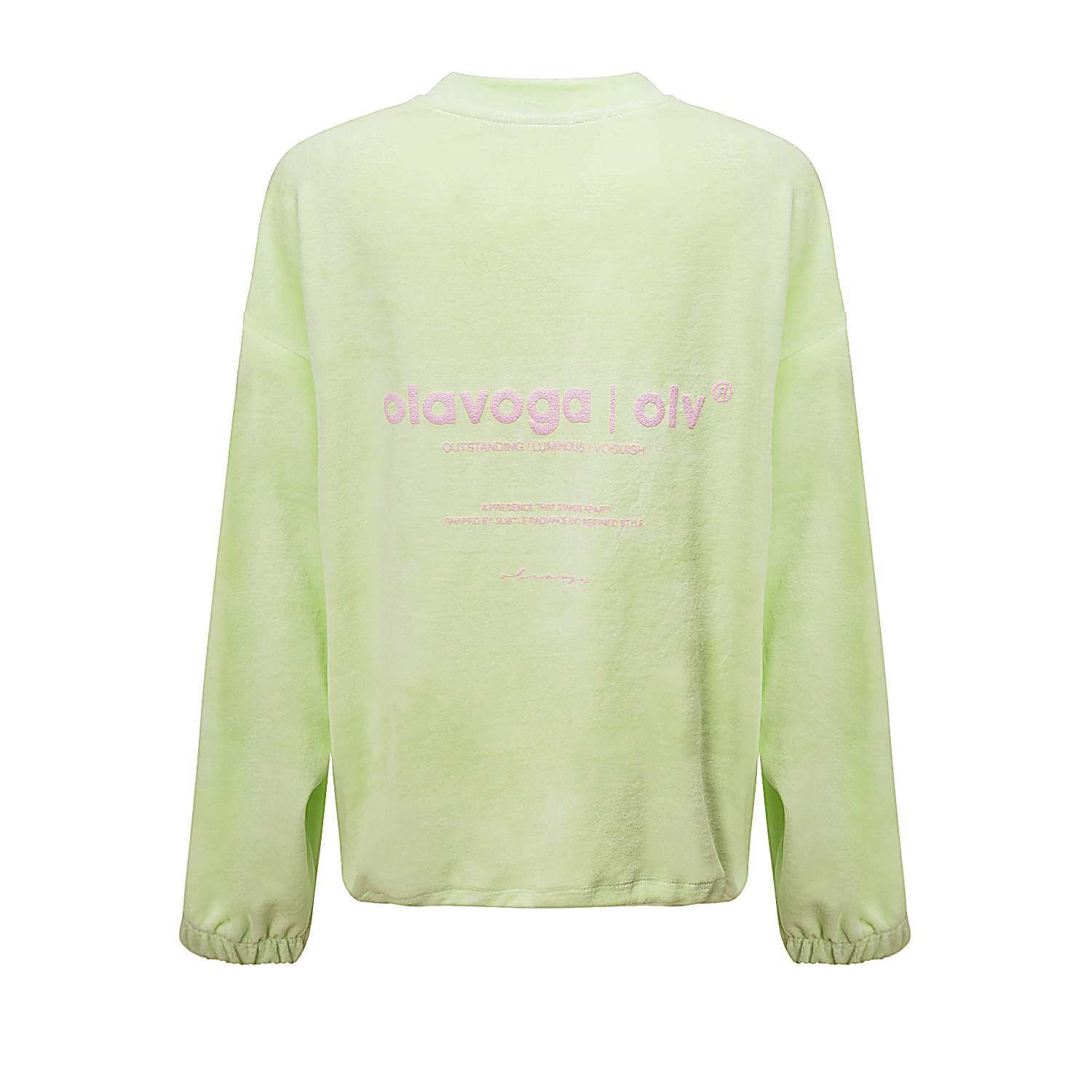 Ladies' velour sweatshirt OLAVOGA VELVORA - Lime green