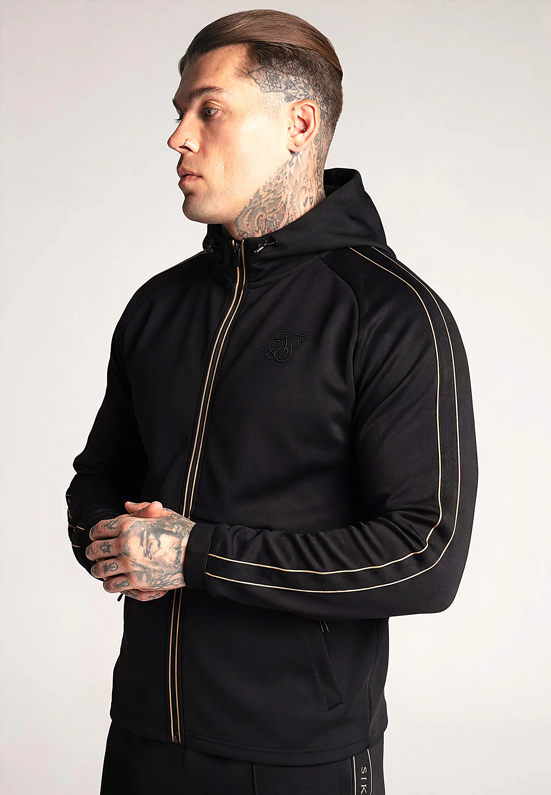 Bluza męska na zamek SIKSILK FULL ZIP 28221 - Czarny