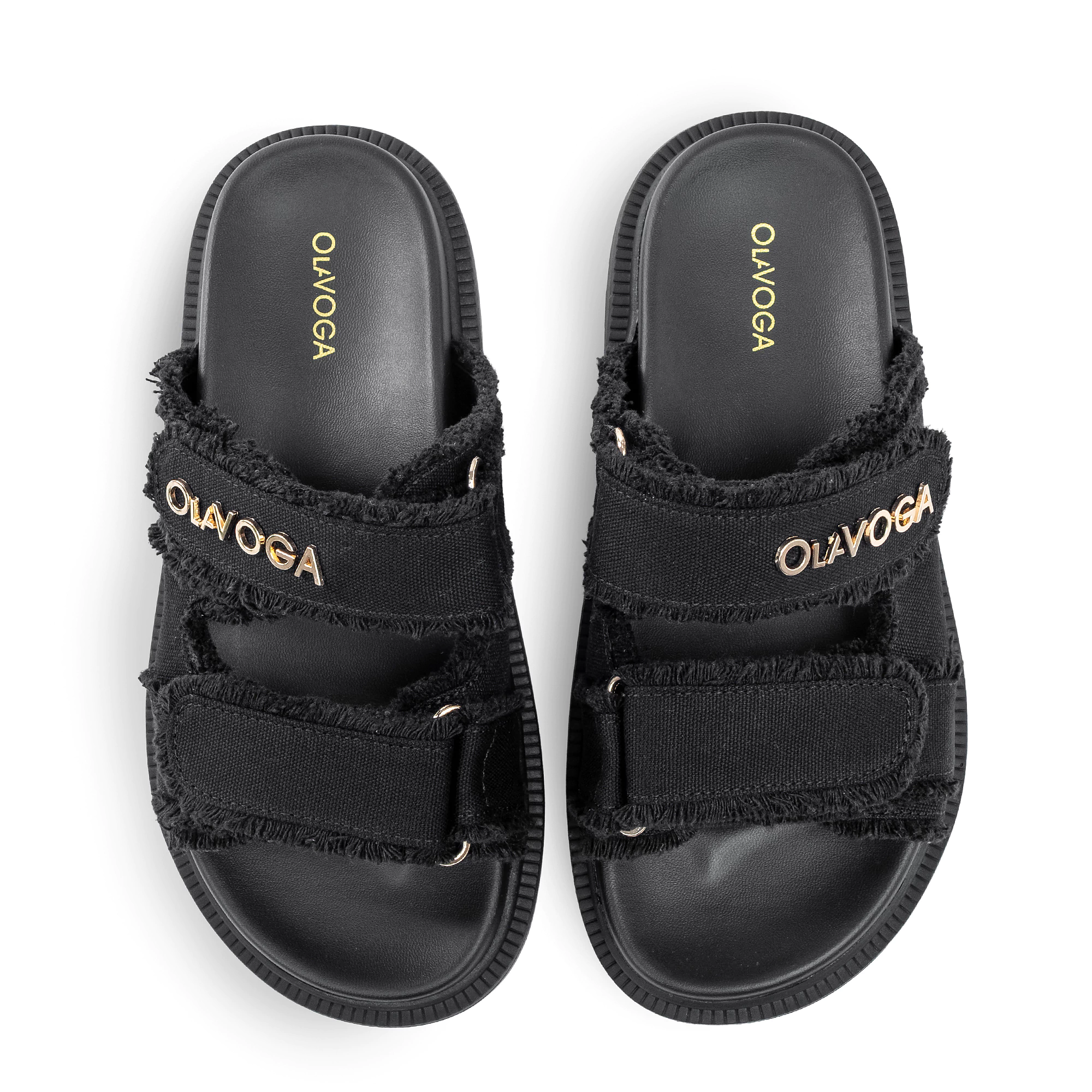 Women's Velcro flip-flops OLAVOGA BERLIOZ - Black