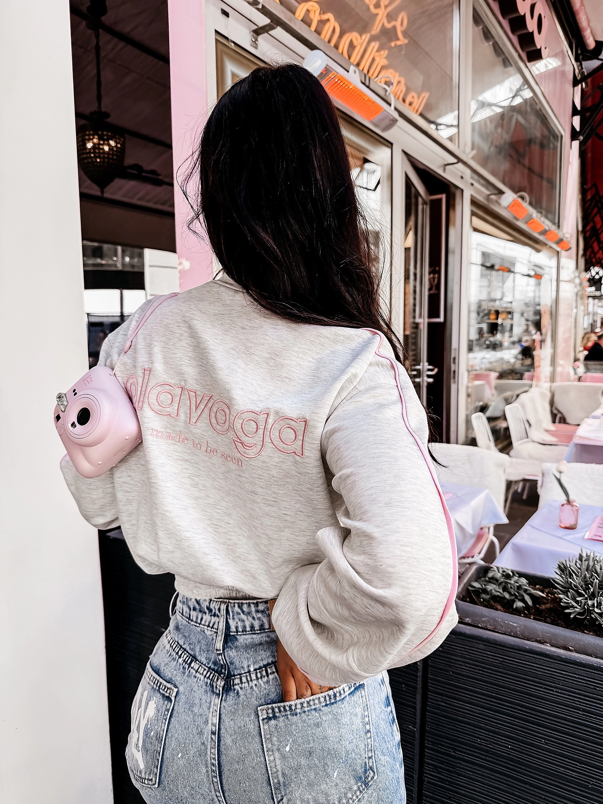 OLAVOGA ROSEA Damen Sweatshirt gestreift - Grau