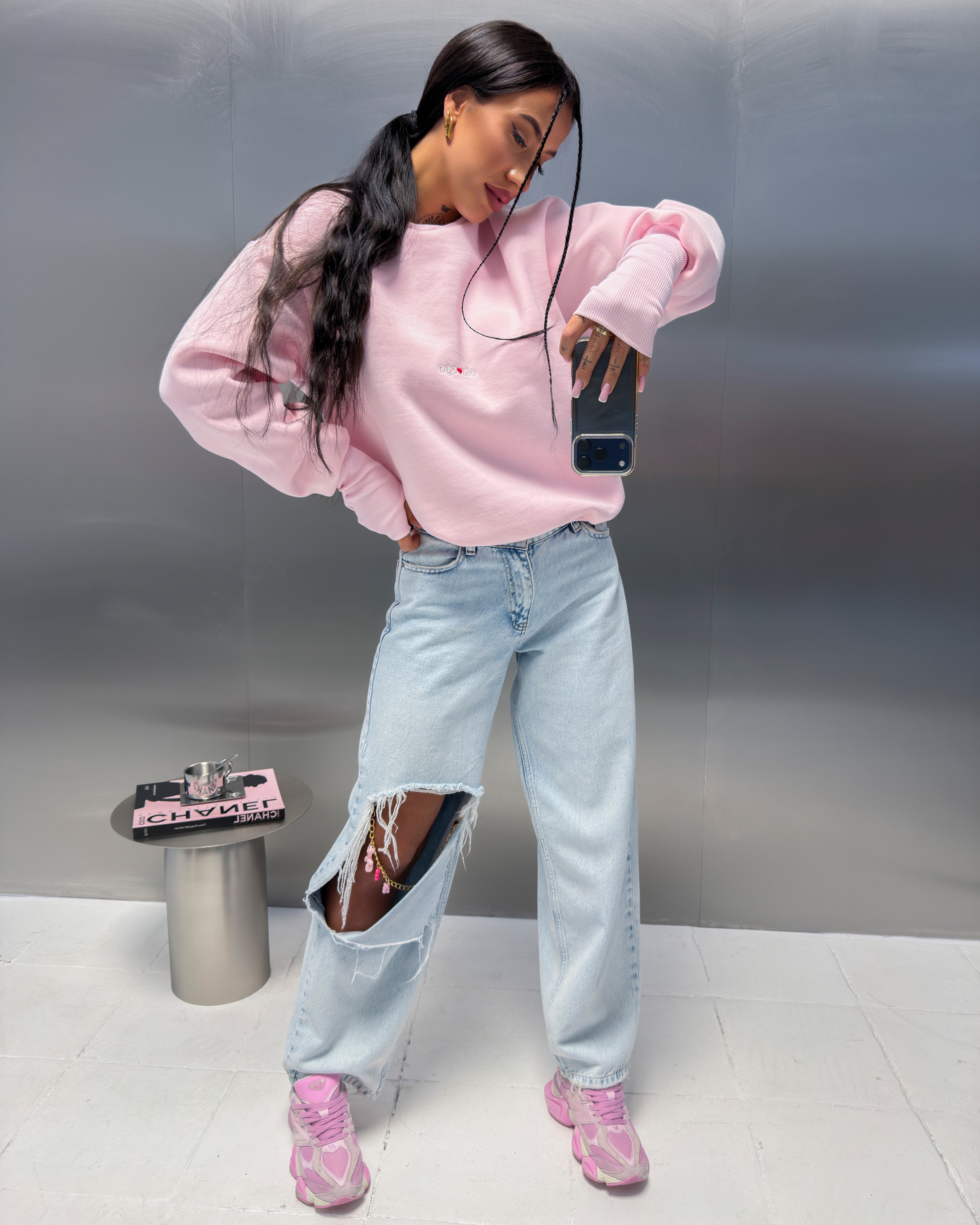 OLAVOGA CHOOSE women’s hoodie with thumbholes – Powder pink