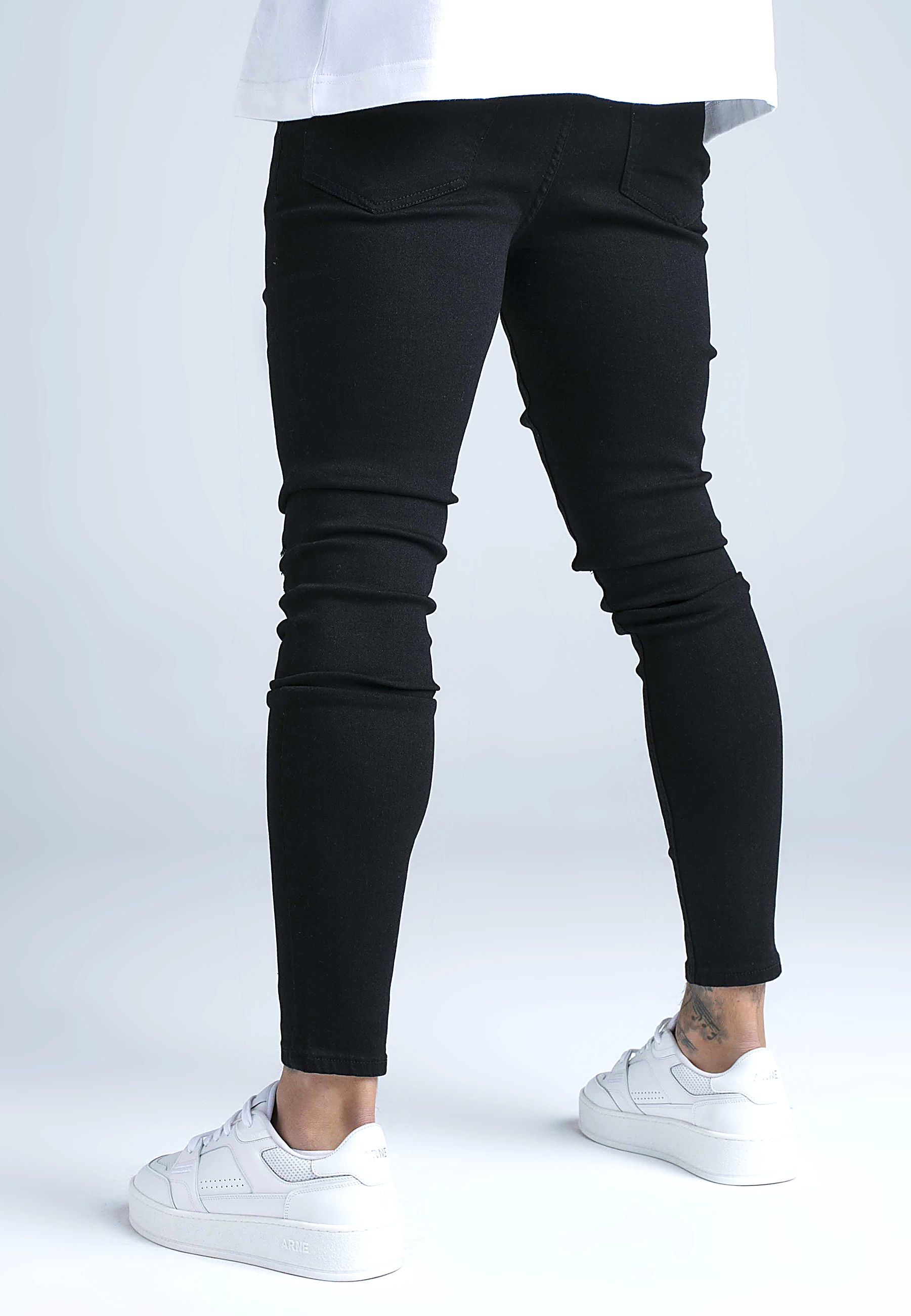 Spodnie jeansowe przecierane SIKSILK SKINNY FIT 28640 - Czarny
