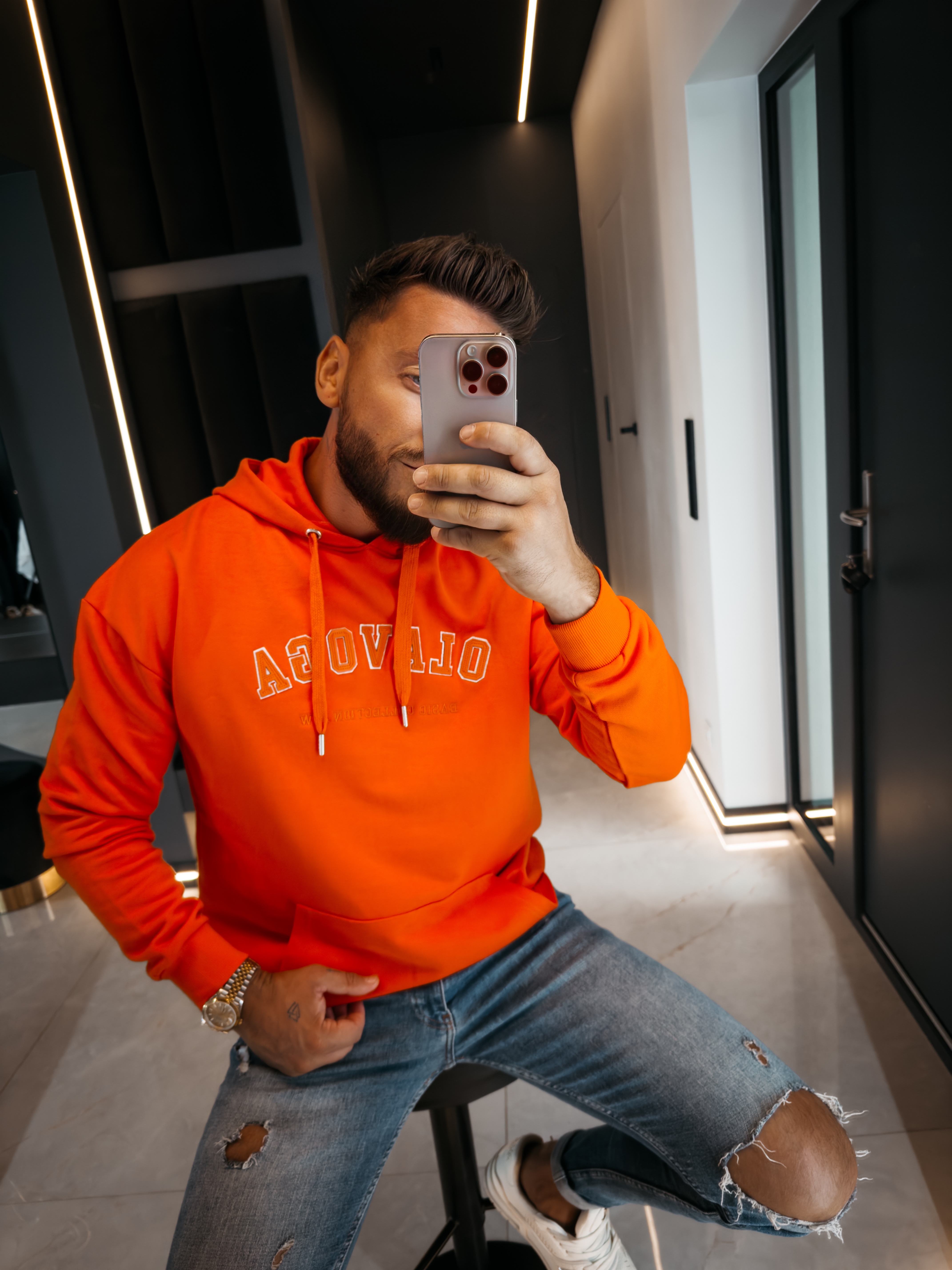 OLAVOGA Men RENAY Men’s Hoodie – Orange