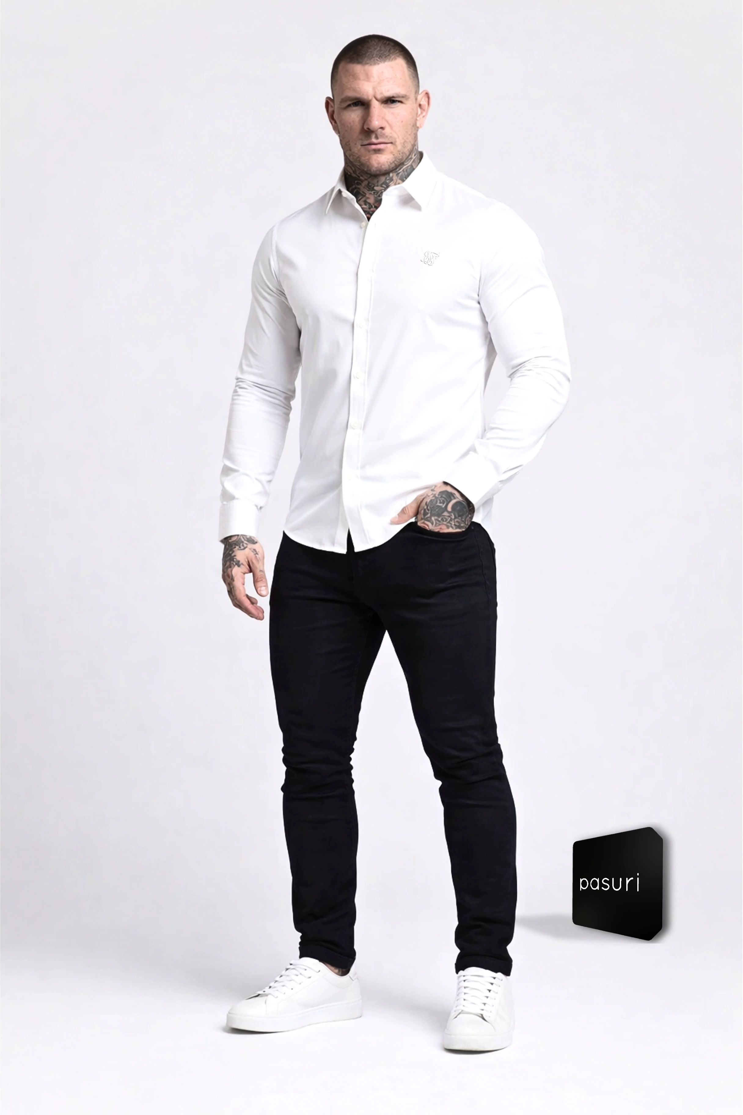 Klassisches Herrenhemd SIKSILK ESSENTIALS 26463 - Weiß