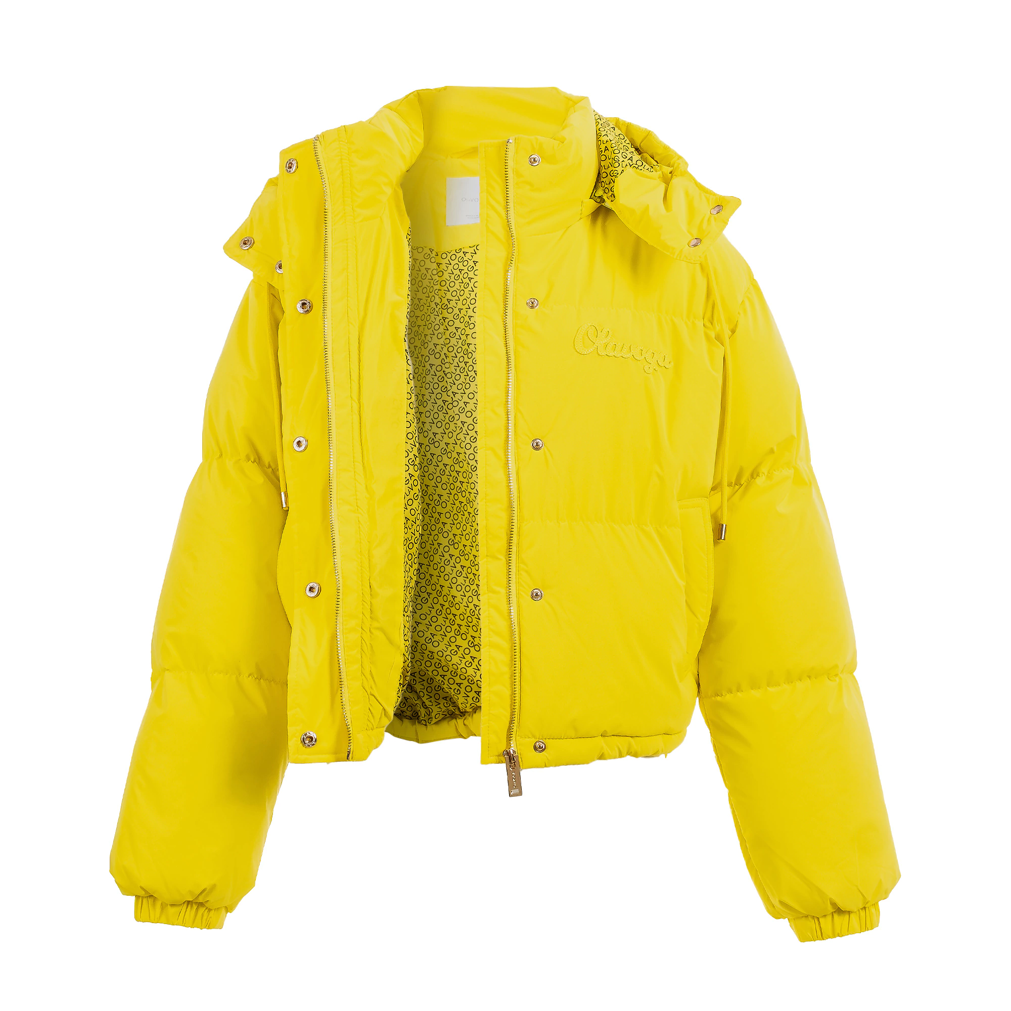 OLAVOGA OROYUAL gesteppte Damenjacke mit Kapuze – Gelb