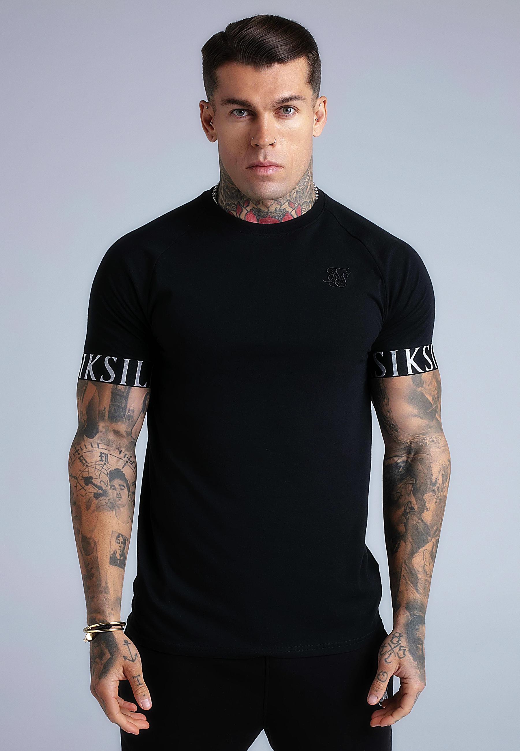 T-shirt męski SIKSILK TECH 28403 - Czarny