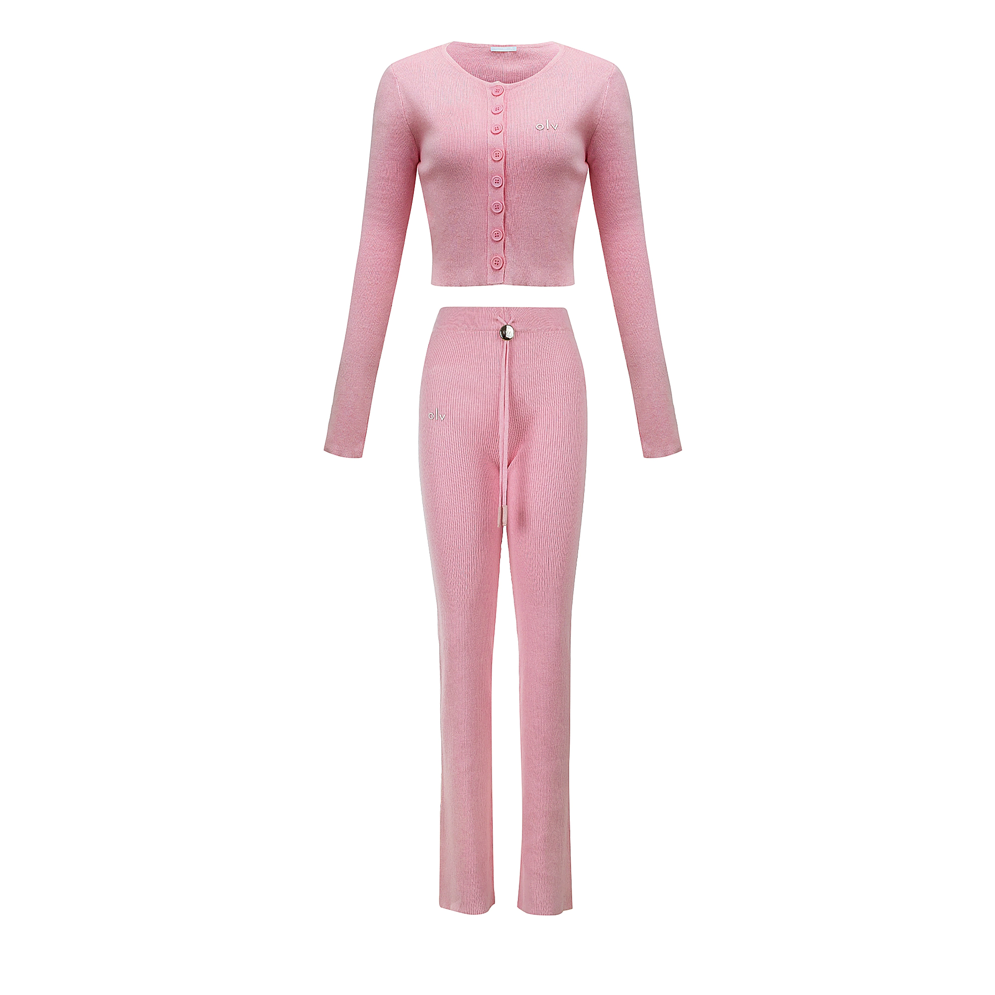 OLAVOGA MALES Pullover-Set mit Knopfleiste - Rosa