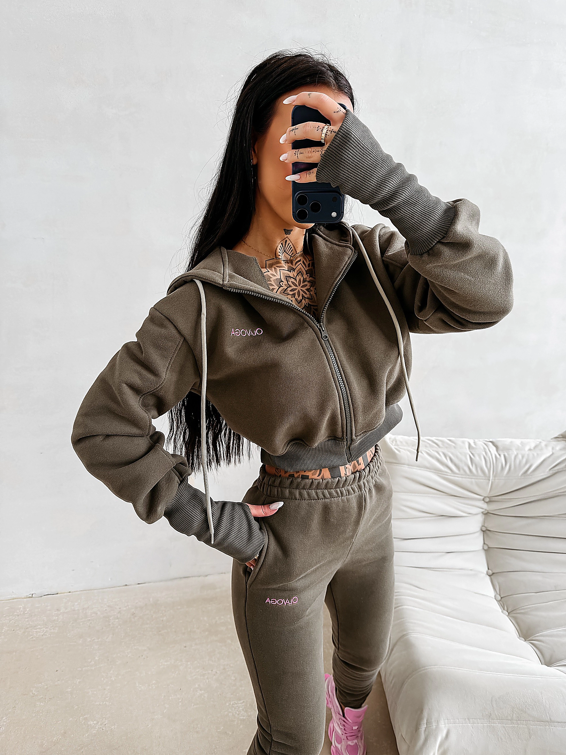 Damen-Kapuzenset OLAVOGA ELISTA - Khaki