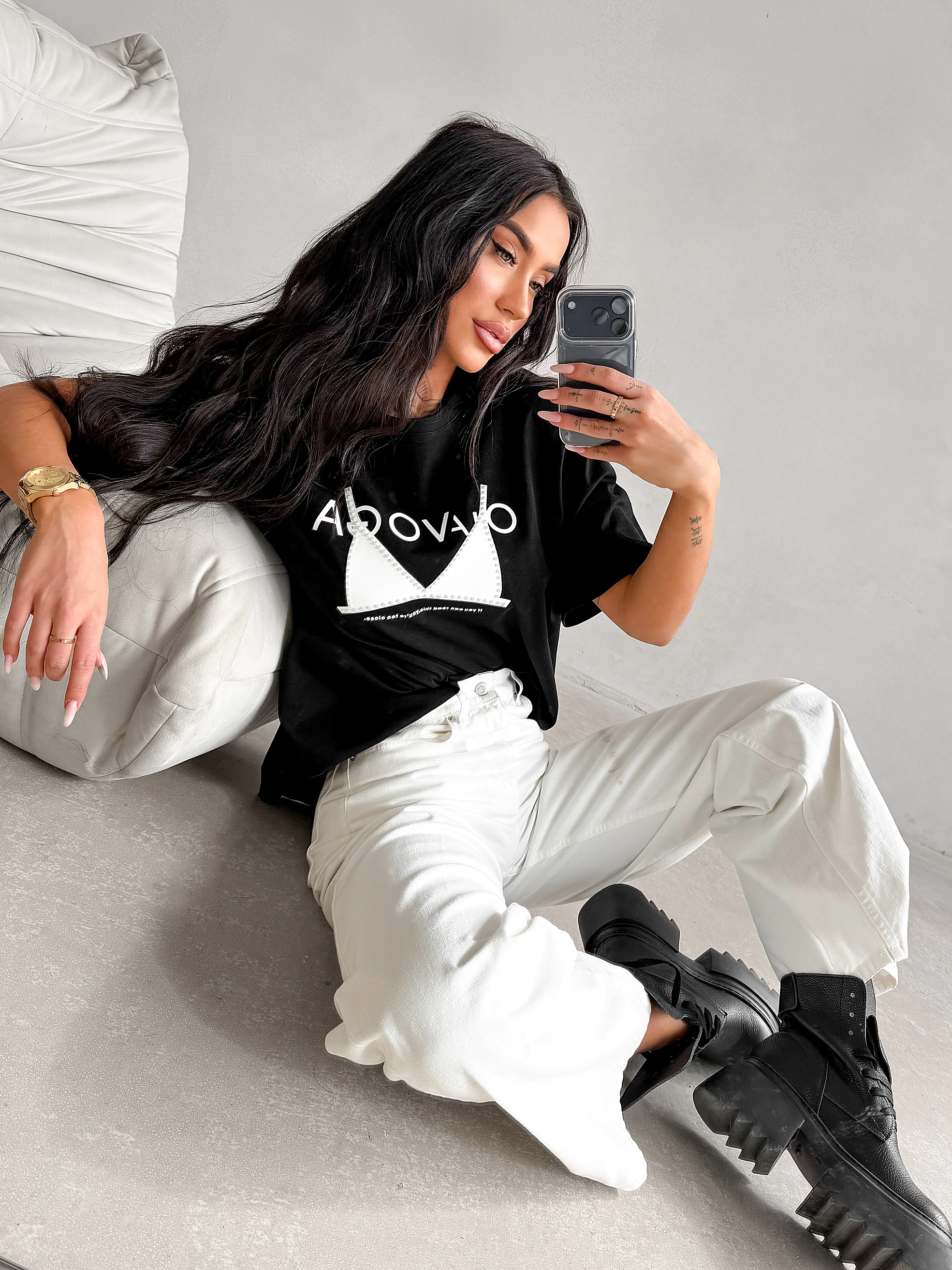 OLAVOGA BRAFITTI women's oversize T-shirt - Black