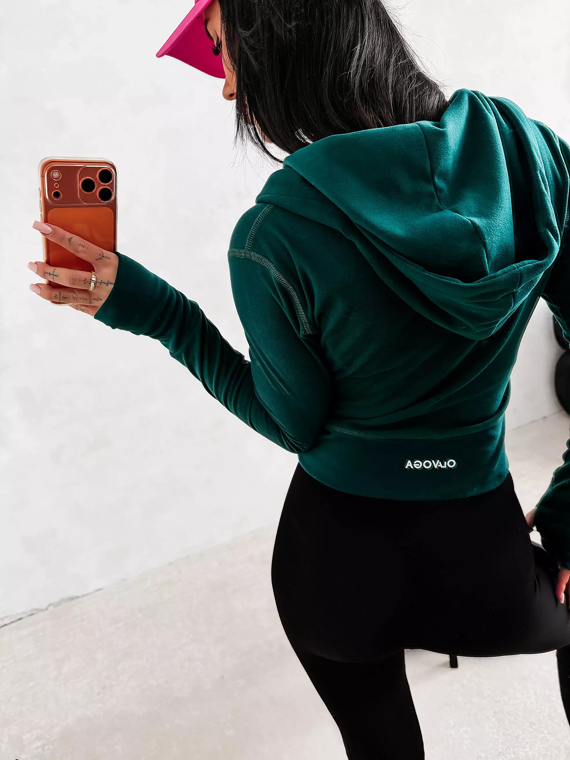 OLAVOGA EMERA Damen-Kapuzenpullover - Dunkelgrün