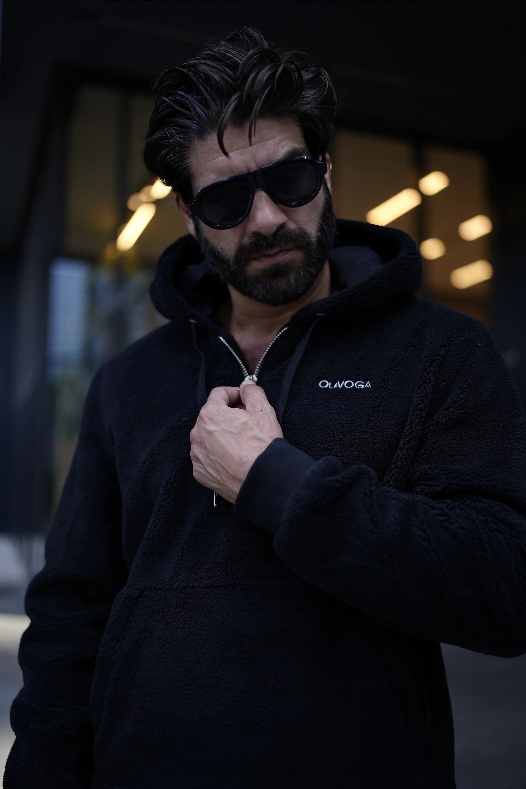 Bluza męska z kapturem OLAVOGA Men GEMVION - Czarny