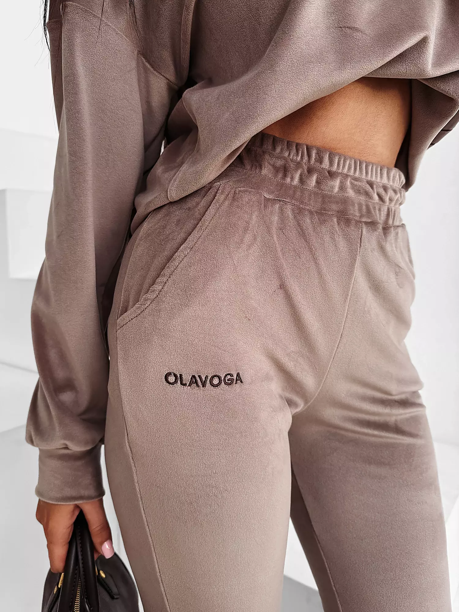 Ladies' velour set OLAVOGA VELVET ASH - Latte