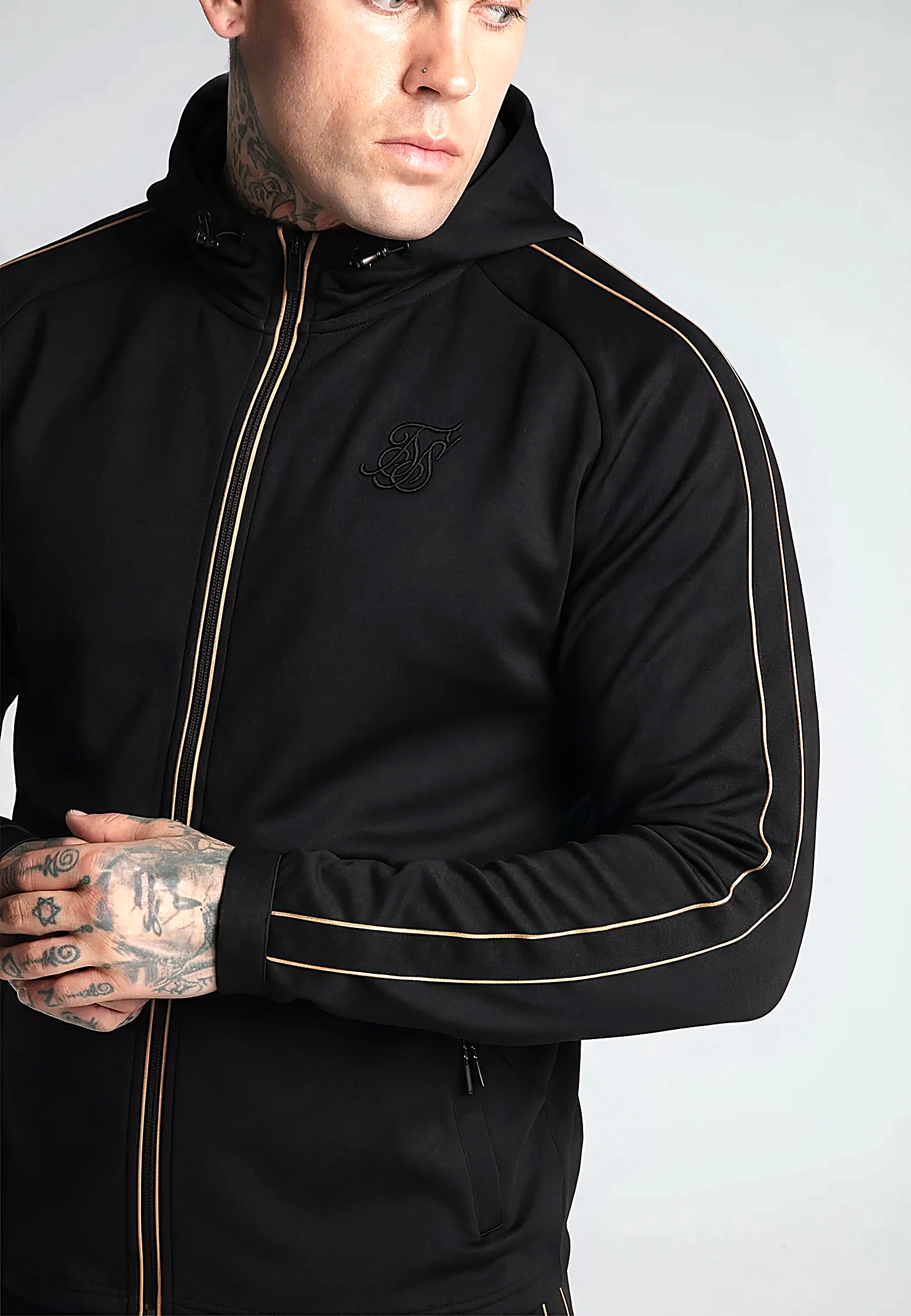 Bluza męska na zamek SIKSILK FULL ZIP 28221 - Czarny