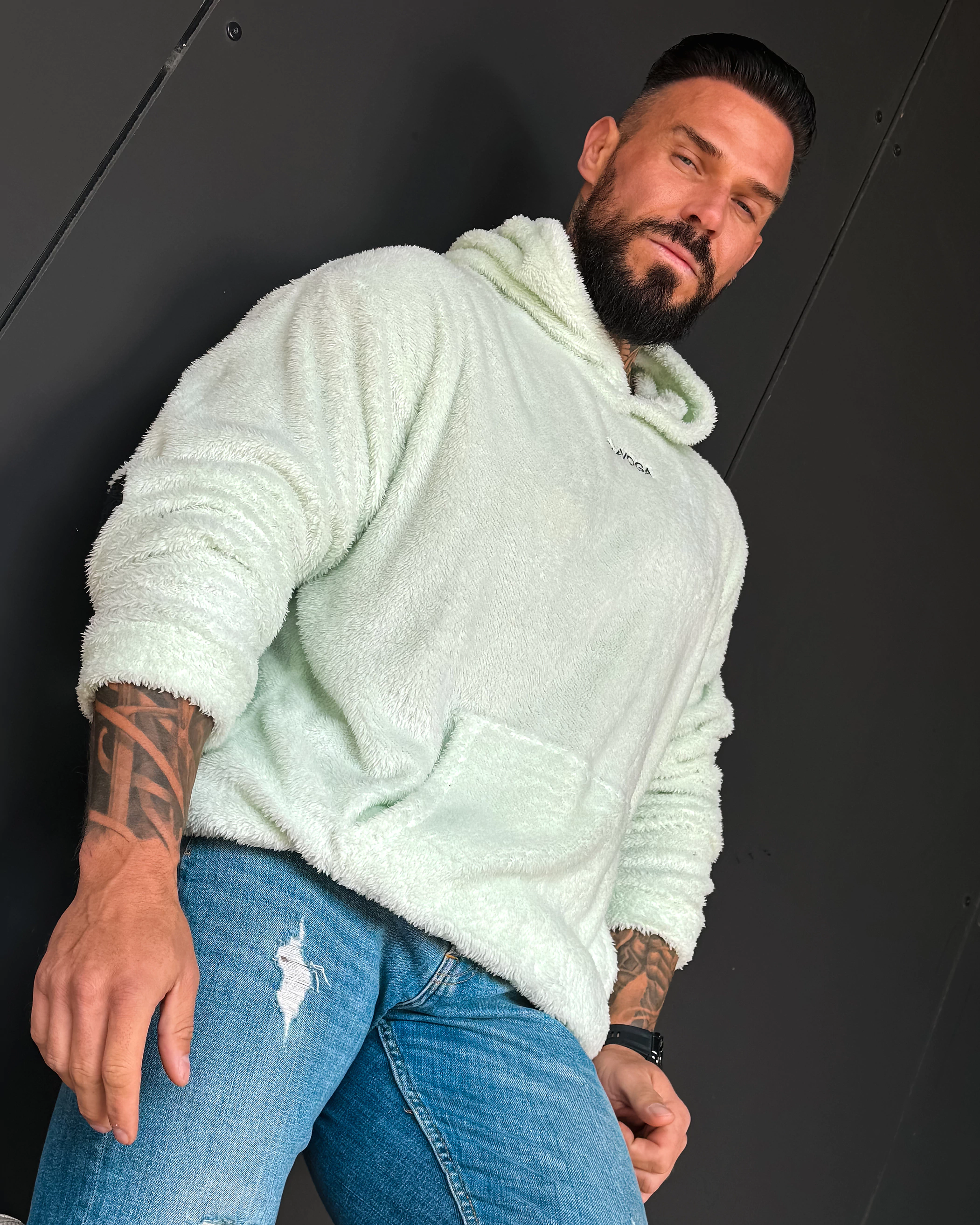 OLAVOGA Men FIDO MEN Sherpa Hooded Sweatshirt – Mint